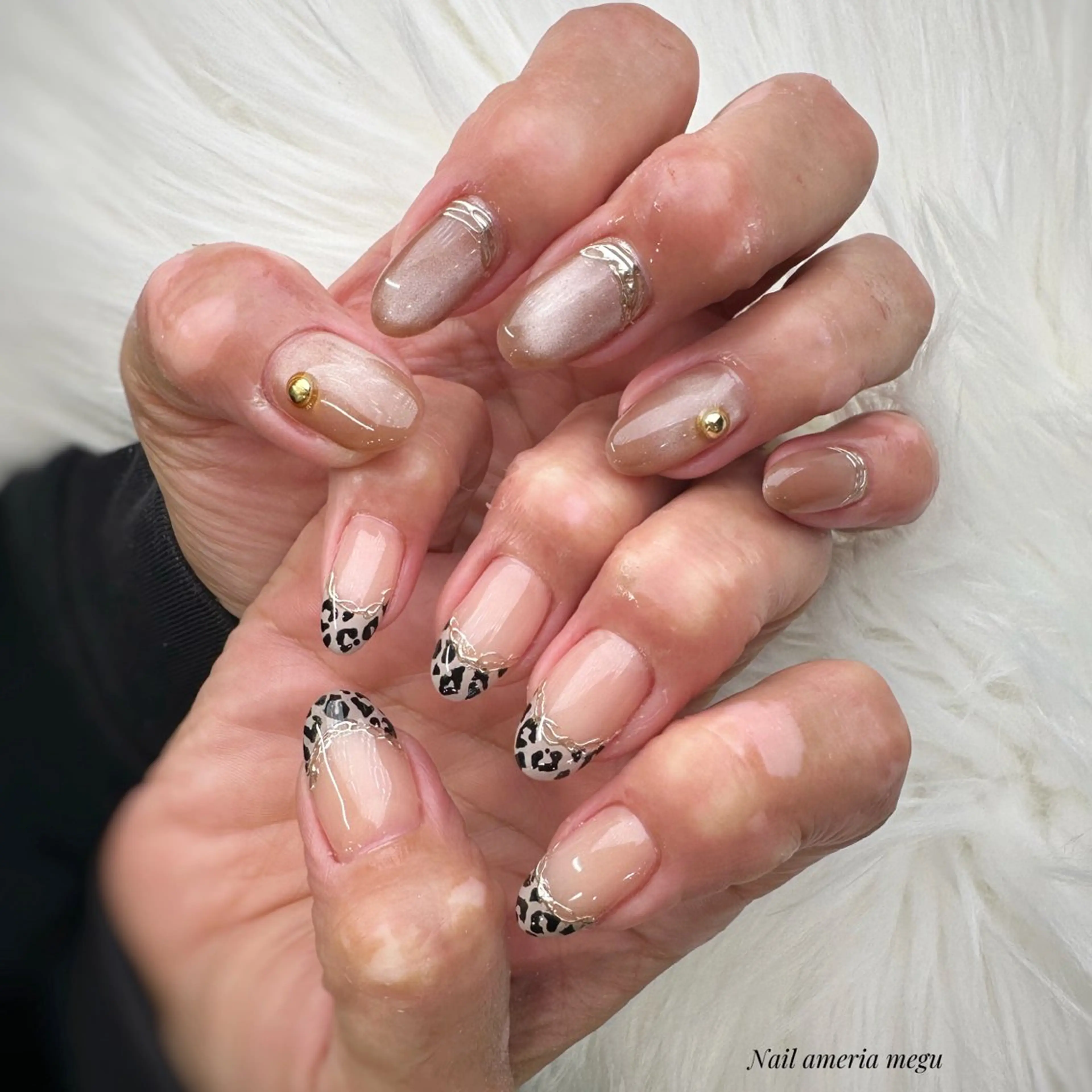 ネイル アニマル柄 フレンチネイル ハンドネイル Nail ameria megu所属・ameria meguのネイルデザイン