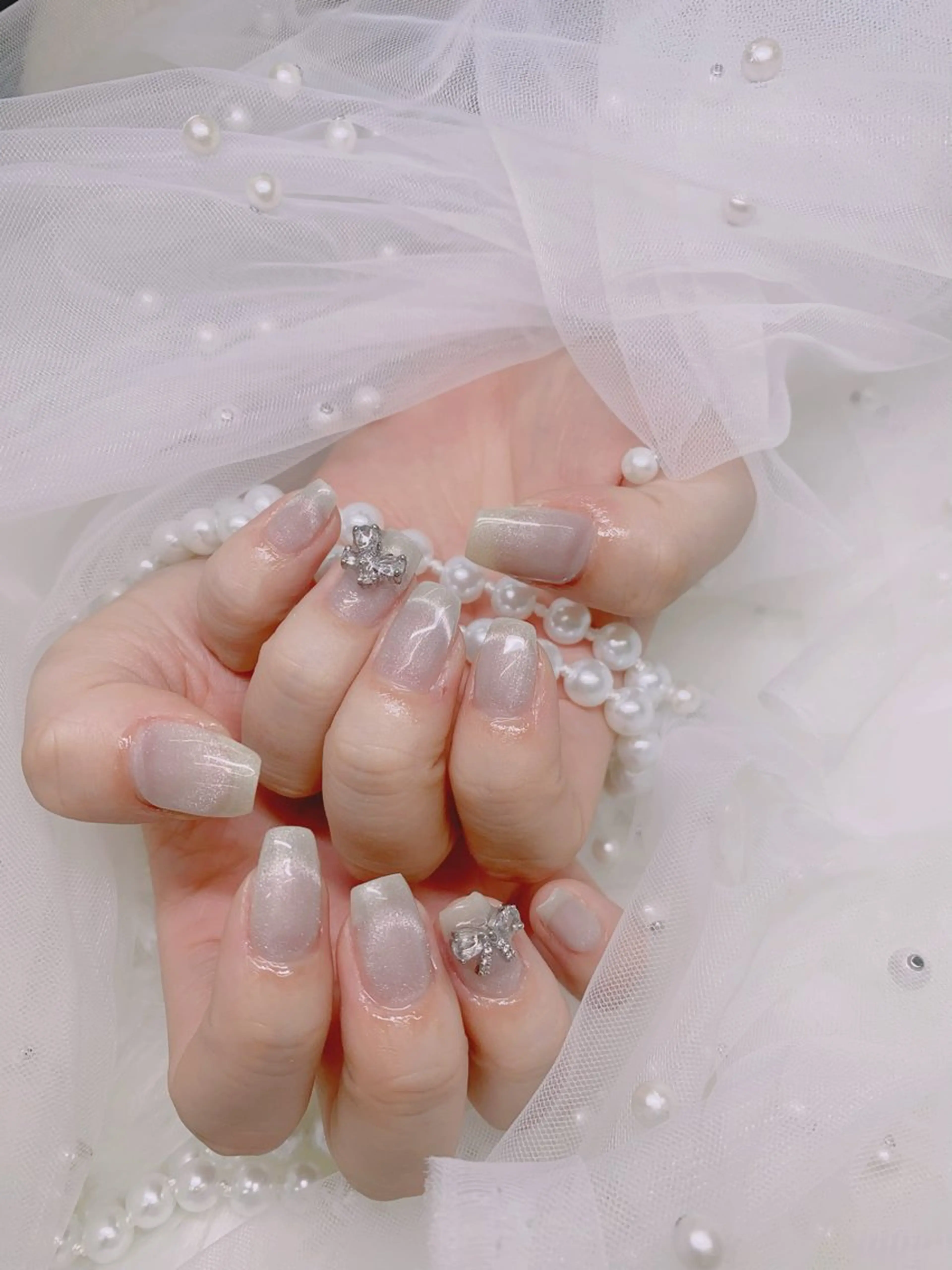 ネイル アートネイル フレンチネイル マグネットネイル マグネットフレンチ ETERNA Nail 銀座店【パラジェル/フィルイン/チップ長さだし/マグネット/ニュアンス】所属・ア カリのネイルデザイン