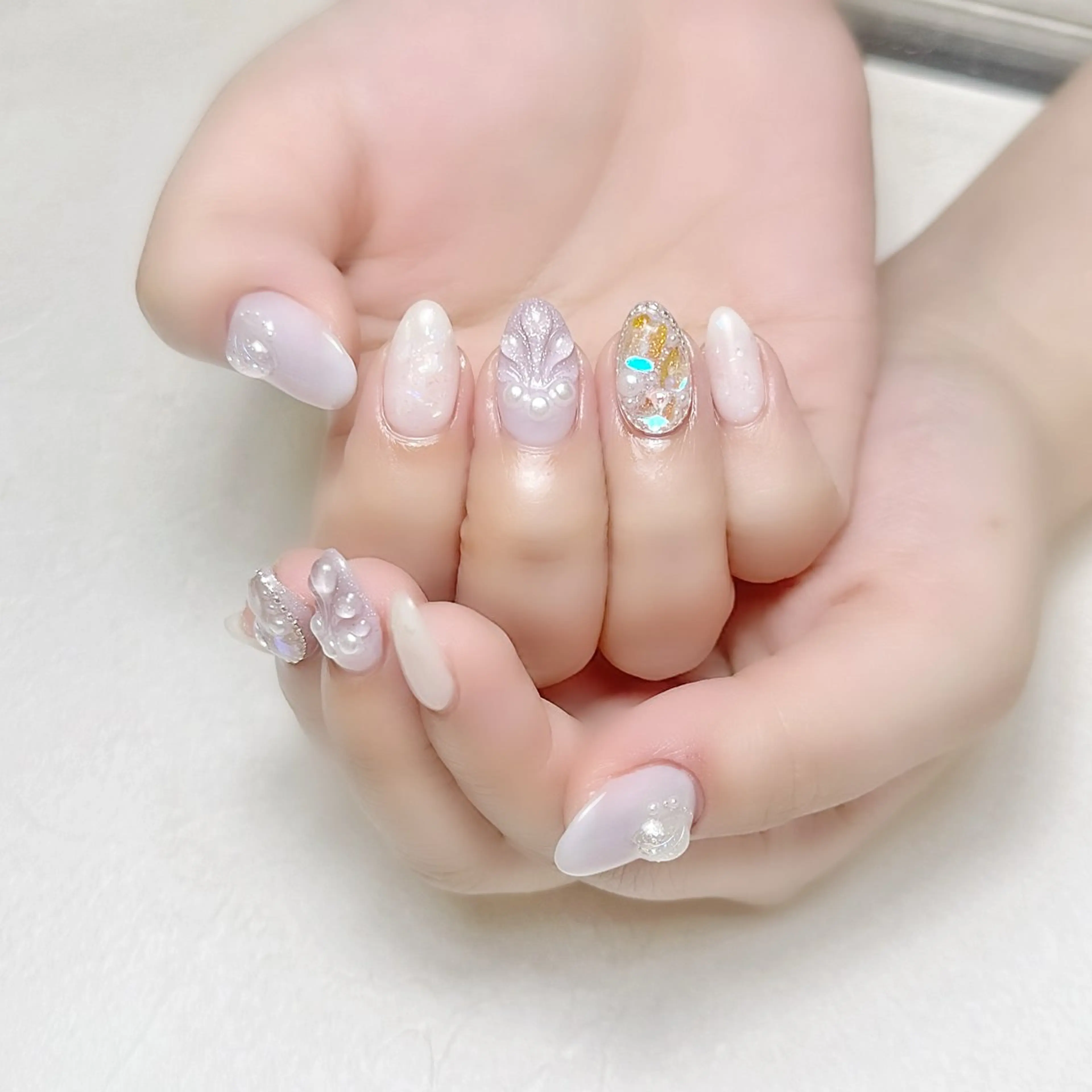 ネイル 氷ネイル・うるうるネイル ラメ(グリッター) 夏ネイル rouse nail RISATOのネイルデザイン