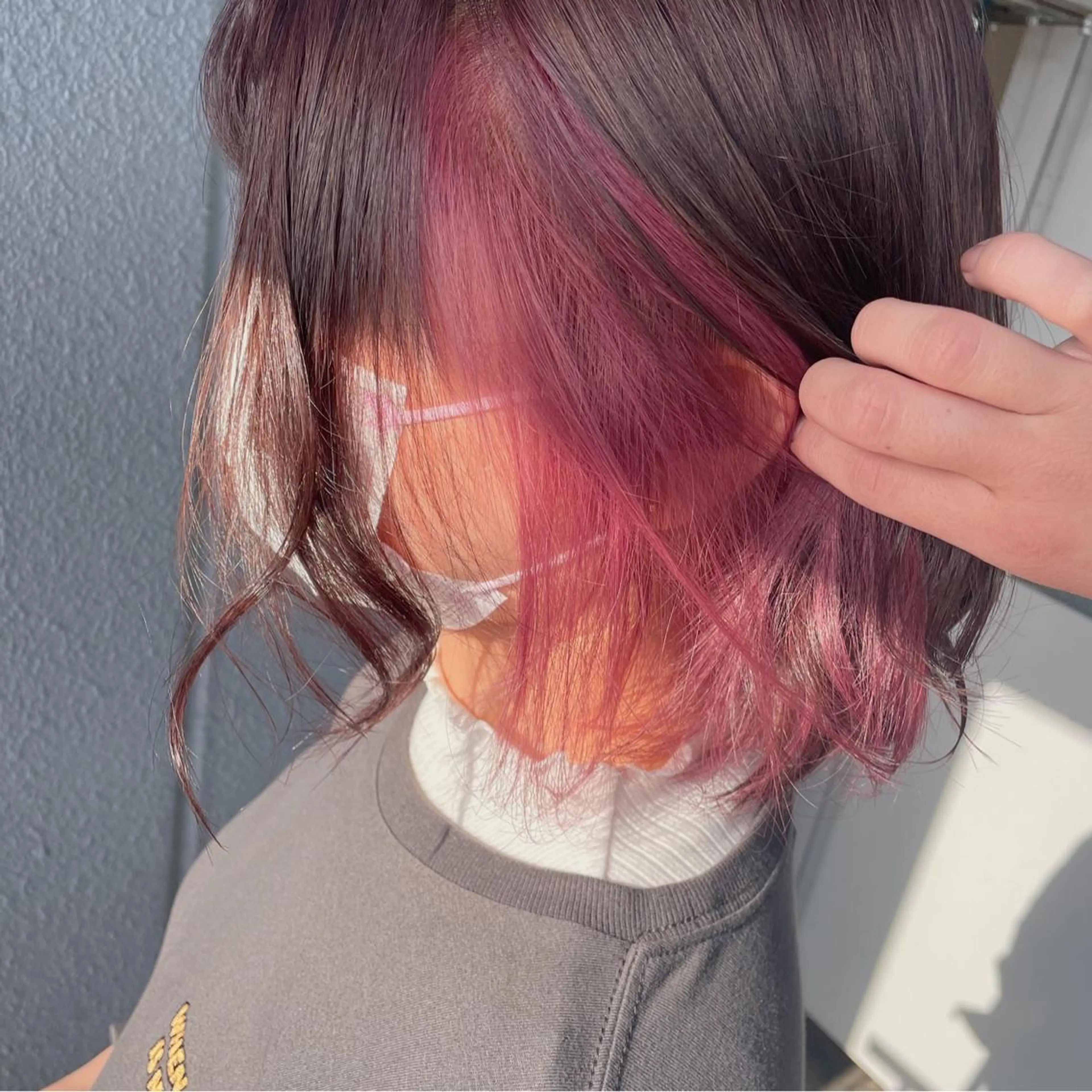 ショート カラー ヘアアレンジ ブリーチ ピンクカラー なつき/艶ピンク/ girly hairのヘアスタイル