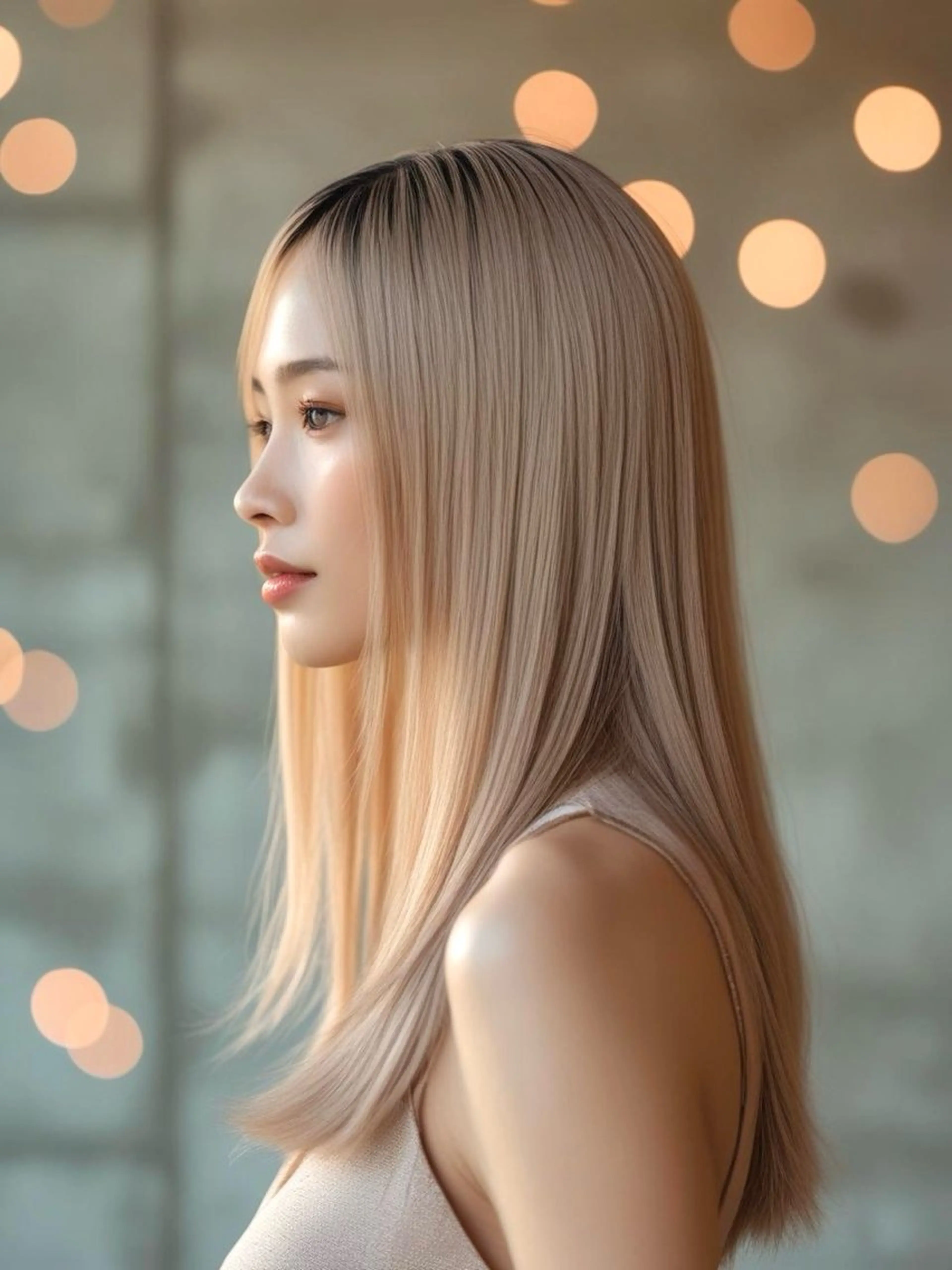 セミロング カラー ベージュカラー ブリーチ ヘアカラー トリートメント ☕️ベージュカラー 内藤光哉☕️のヘアスタイル