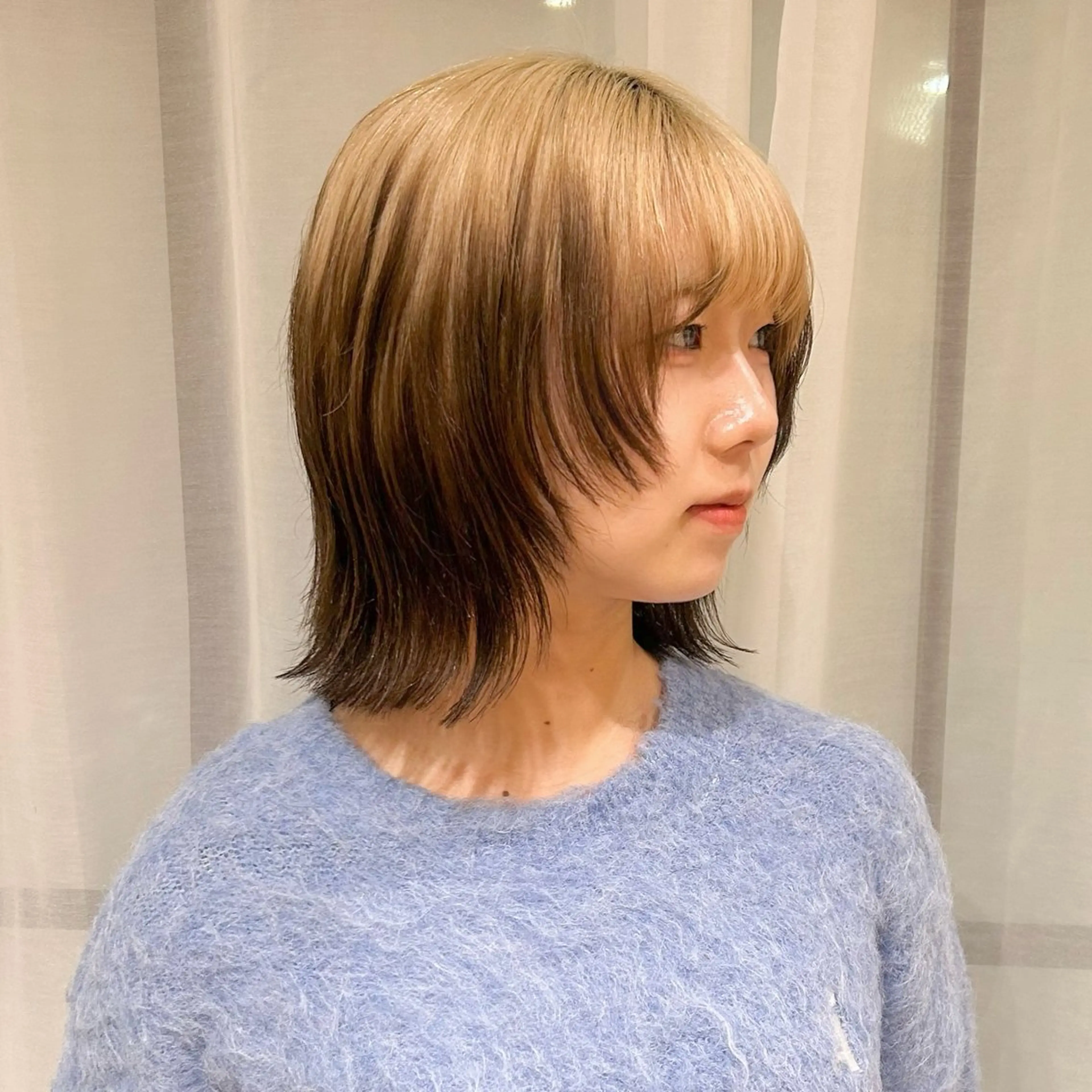 ミディアム カラー ボブ ヘアカラー ボブレイヤー/ ブリーチ/miyuuのヘアスタイル