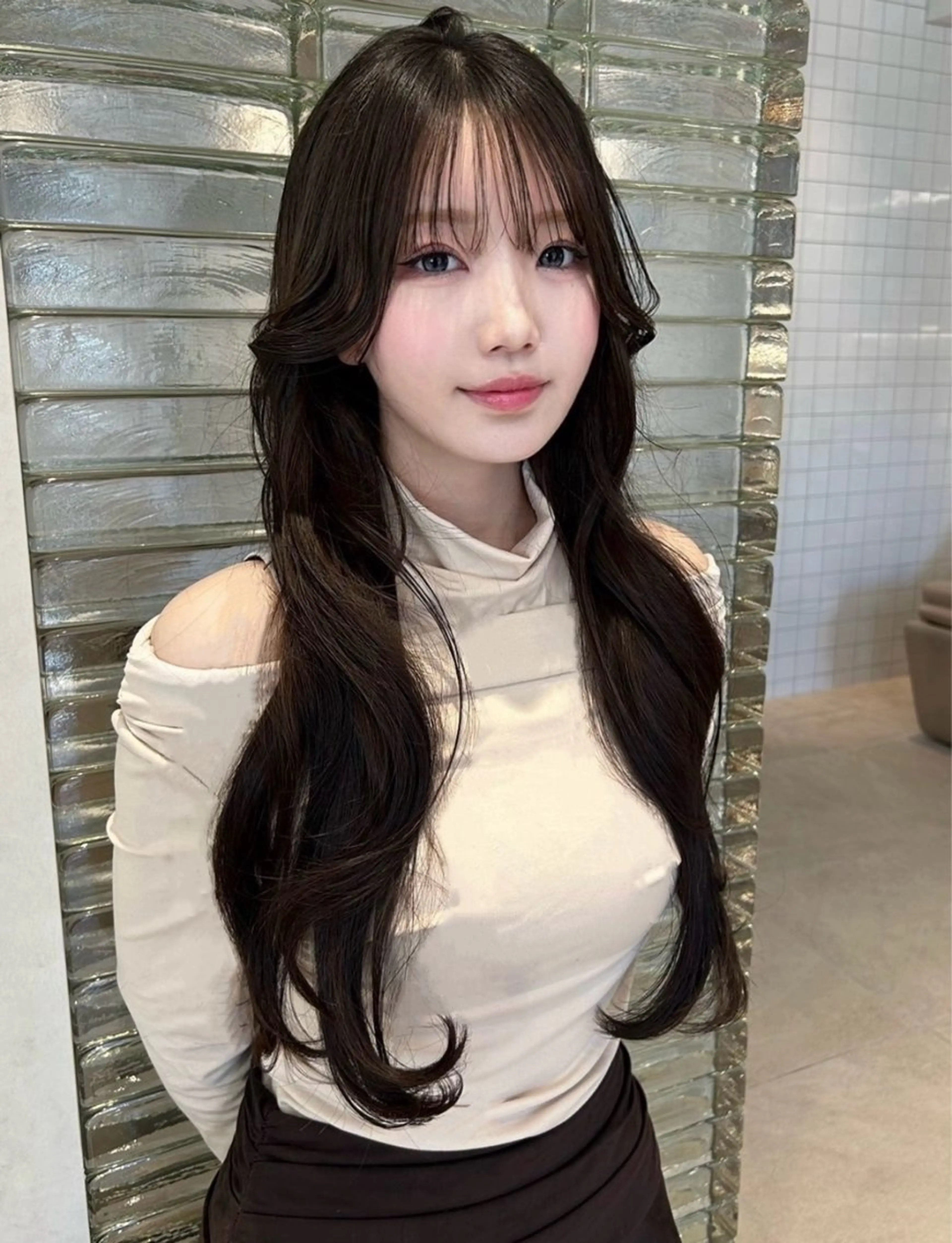 ロング カラー ヘアアレンジ メンズ Salowin原宿ash所属・‎透明感×艶髪 ‎🫒maki🎀のヘアスタイル