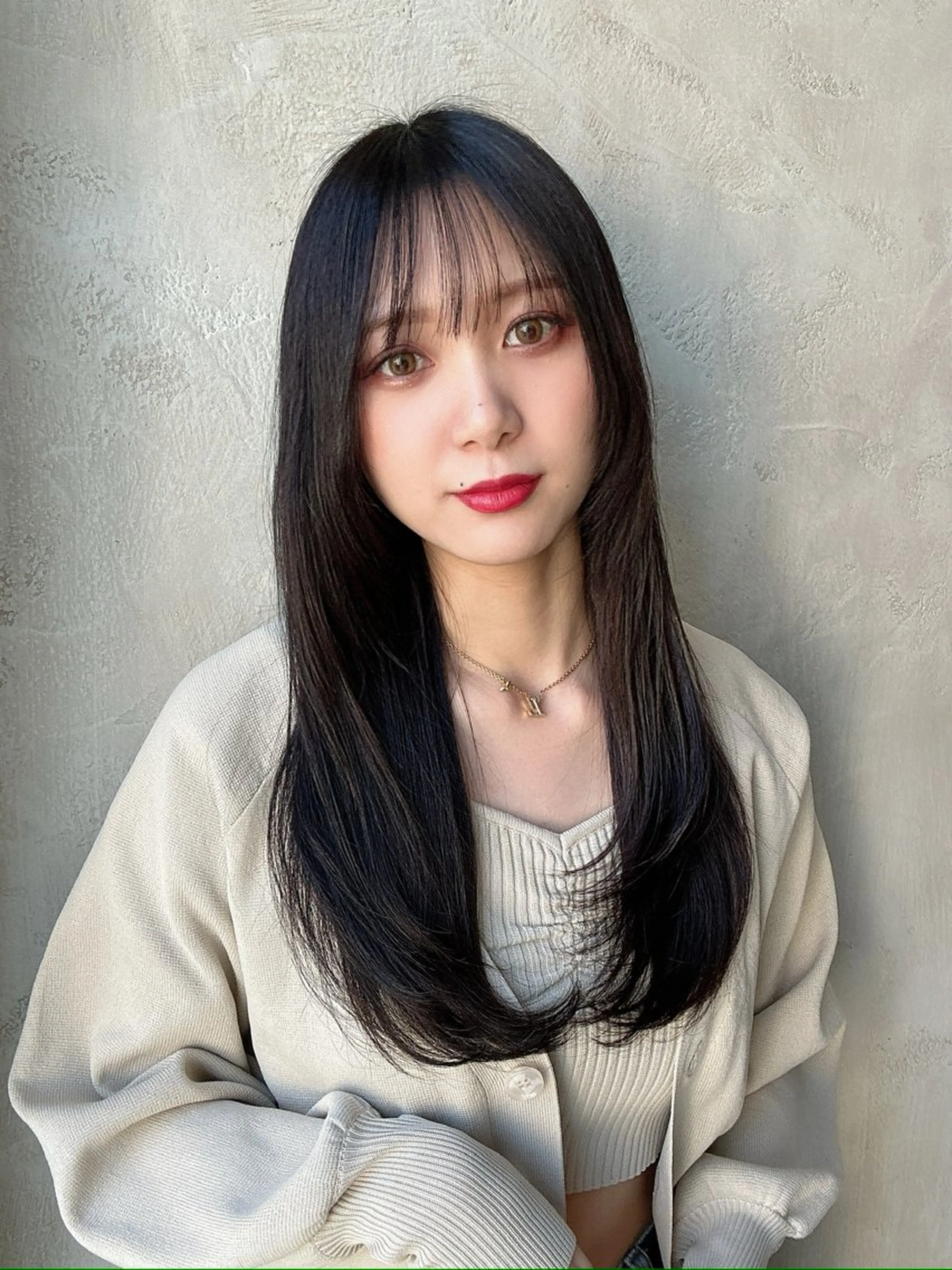 ロング カット ヘアカラー トリートメント 新宿✨顔周りカット 韓国ヘア/坂本亜裟海のヘアスタイル