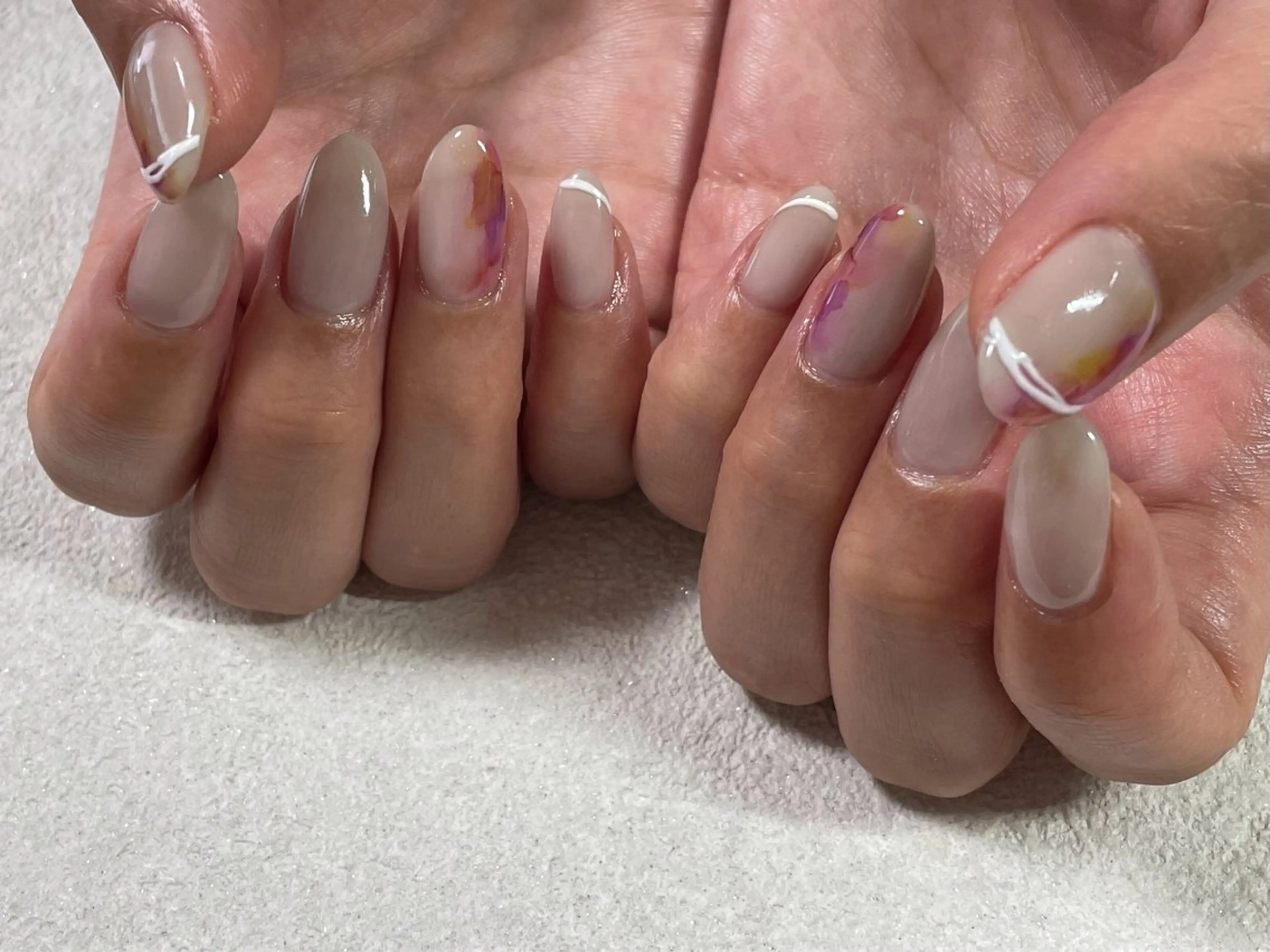 ネイル オーロラネイル フットネイル フレンチネイル ジェルネイル 韓国ネイル ハンドネイル kiki nail 二子玉川のネイルデザイン