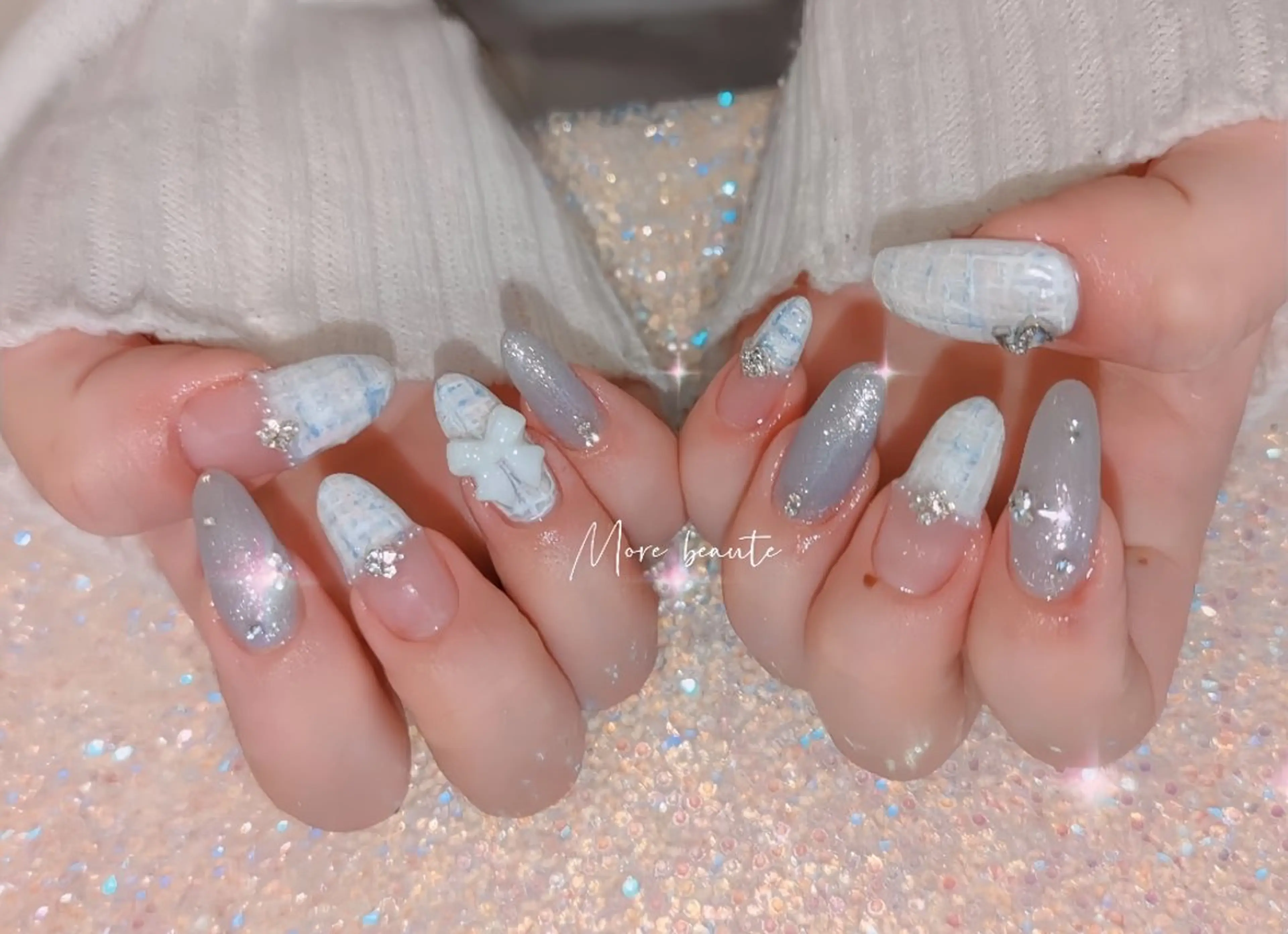 ネイル アートネイル ジェルネイル ハート 韓国ネイル マグネットネイル ハンドネイル I LOVE ME  NAIL.｡.:*♡のネイルデザイン