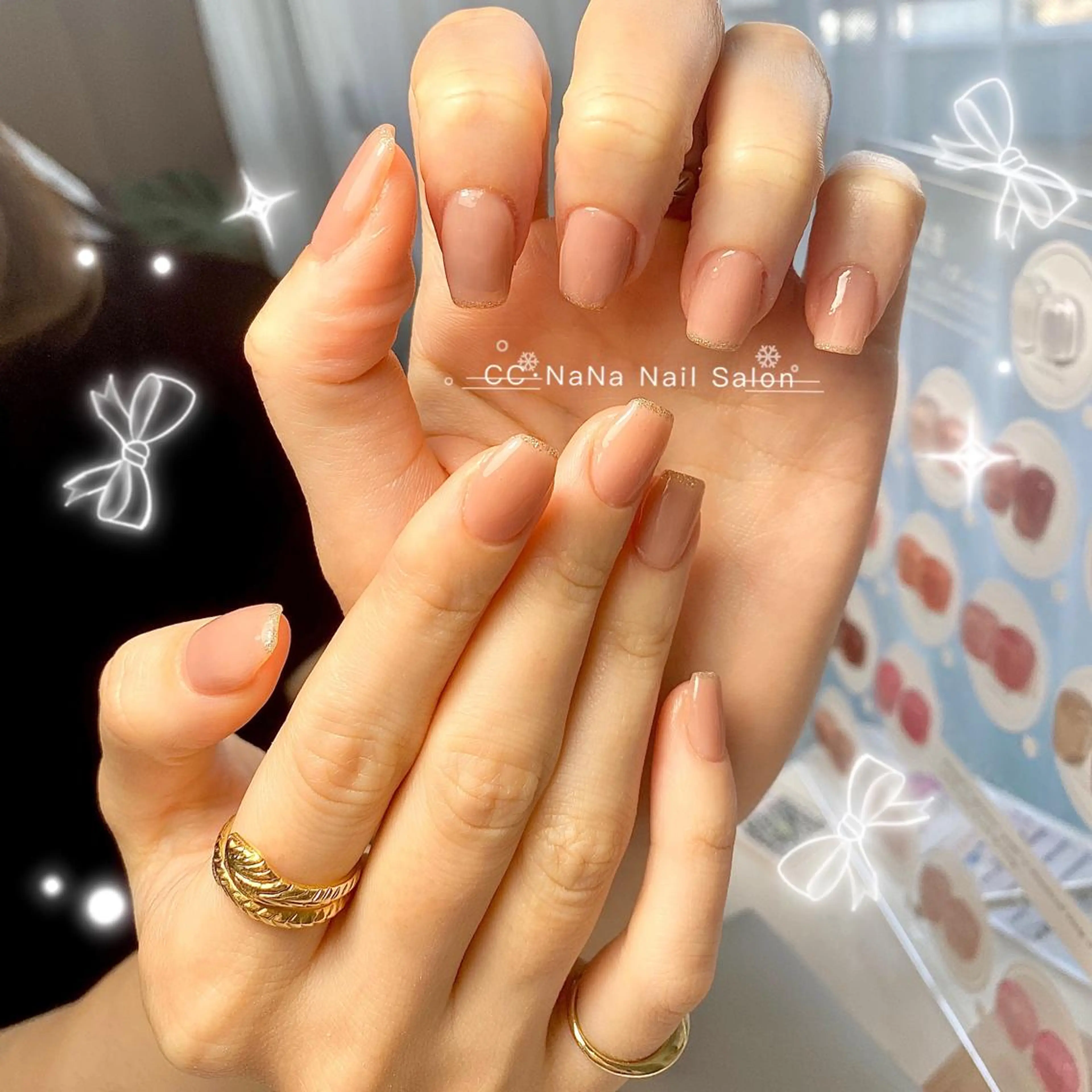 ネイル チークネイル フラッシュネイル ジェルネイル ハート キラキラネイル ハンドネイル 💎CC・NaNa 韓国風ネイル🌙Cのネイルデザイン