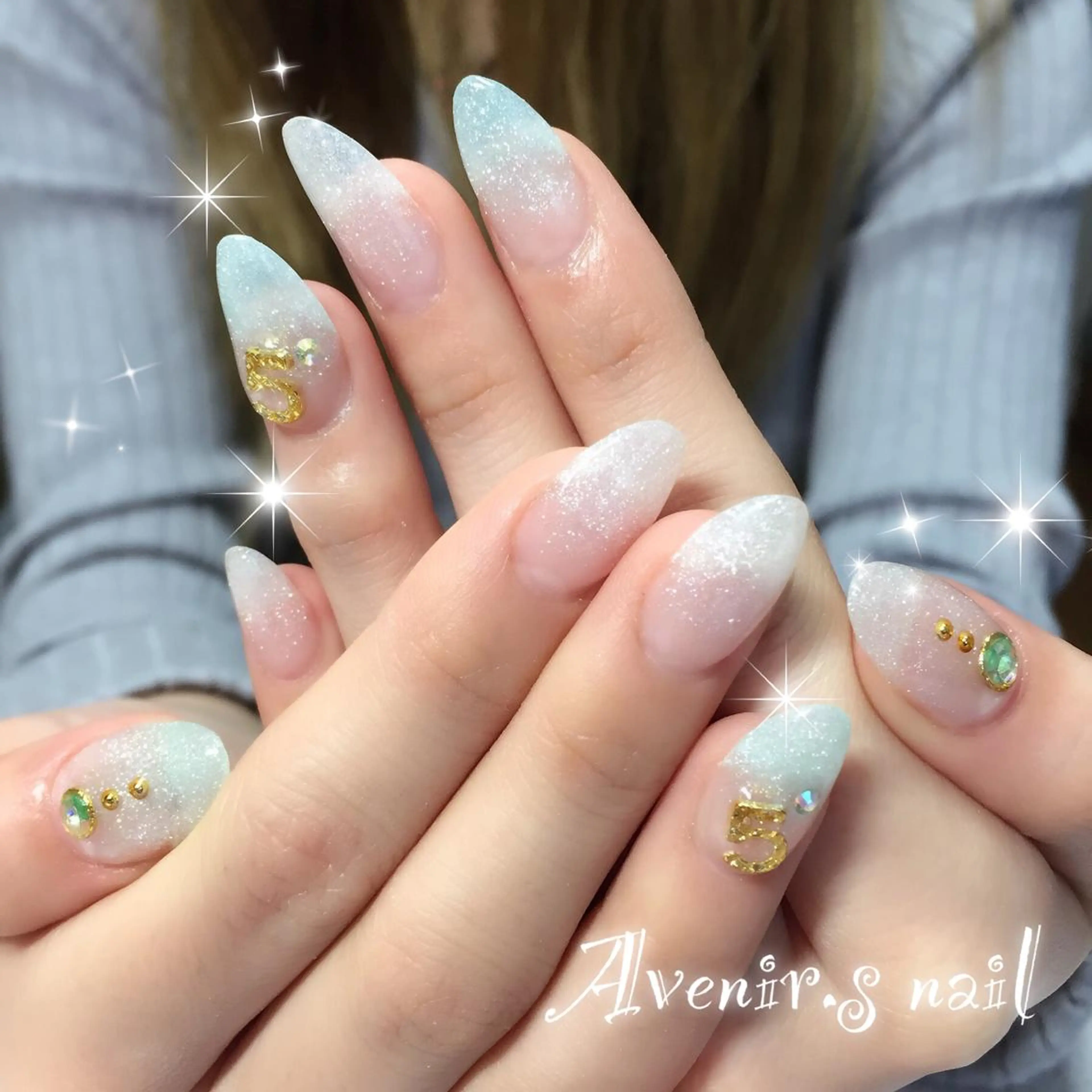 ネイル ラメ(グリッター) ラメグラデーション スカルプネイル Home Salon Avenir.のネイルデザイン