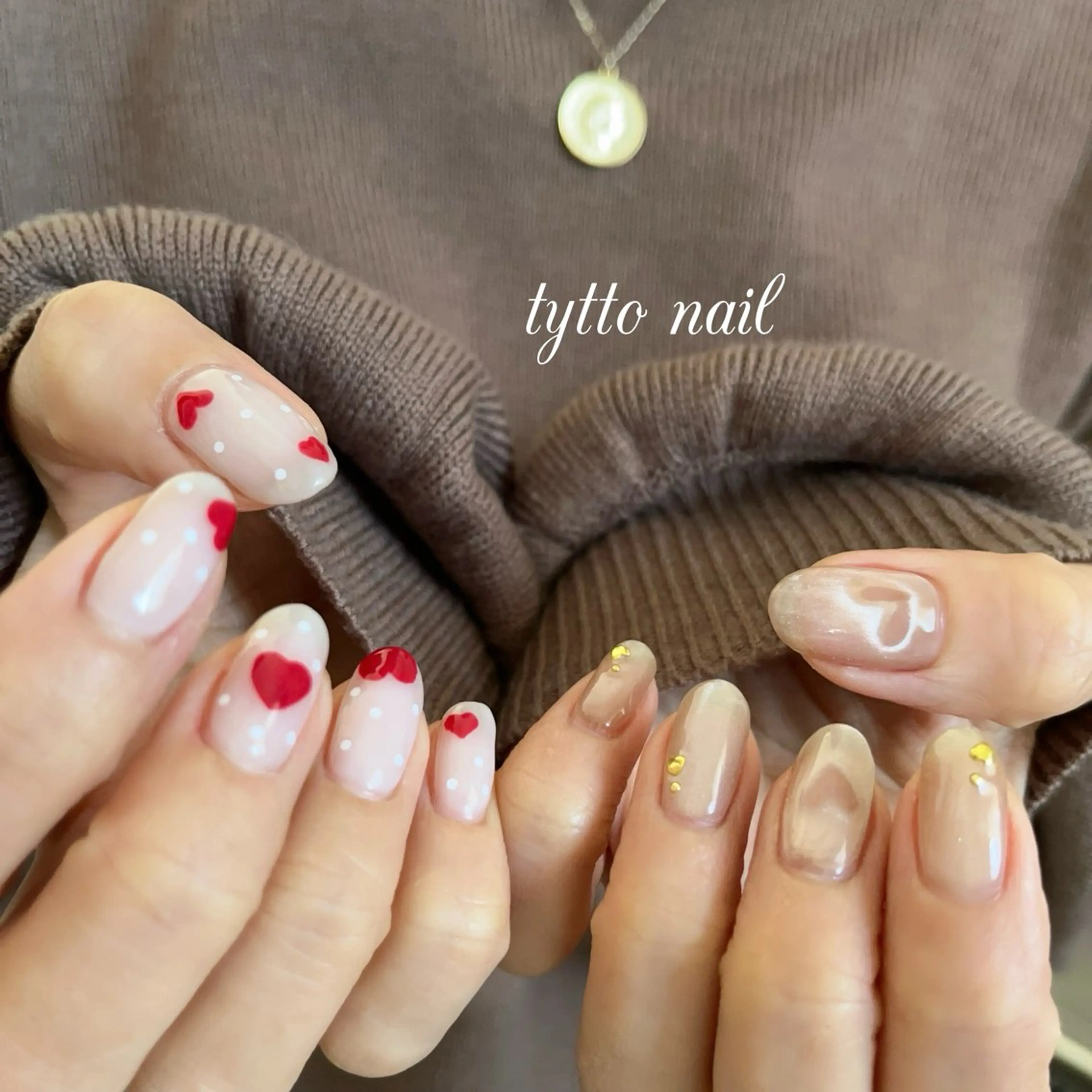 ネイル ガーリー ハート キラキラネイル マグネットネイル バレンタイン ハンドネイル tytto nail ❤︎‪‪eri‪‪のネイルデザイン
