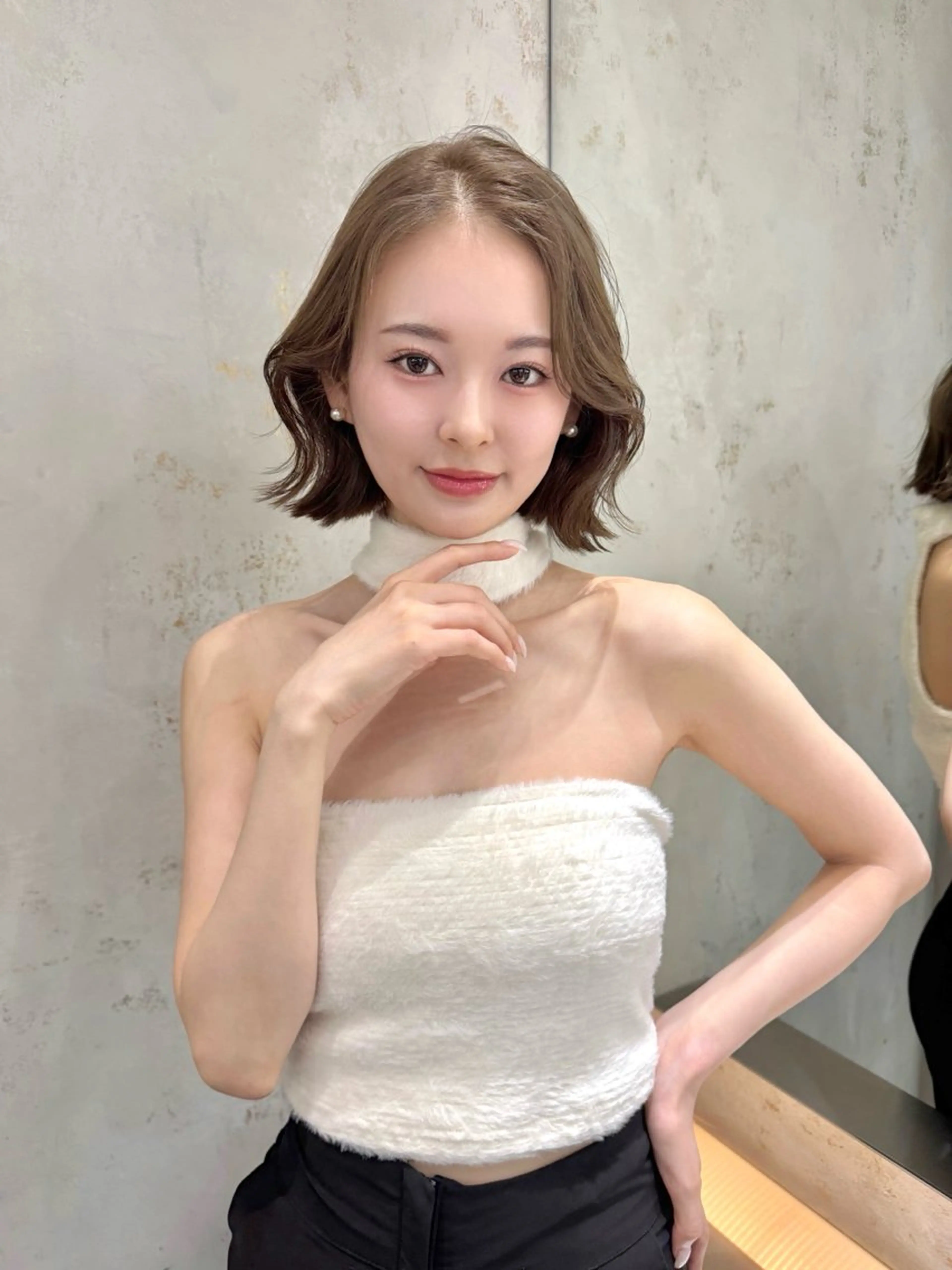 ショート カラー カット ヘアカラー トリートメント 莉乃/縮毛矯正/髪質 改善/艶カラーのヘアスタイル