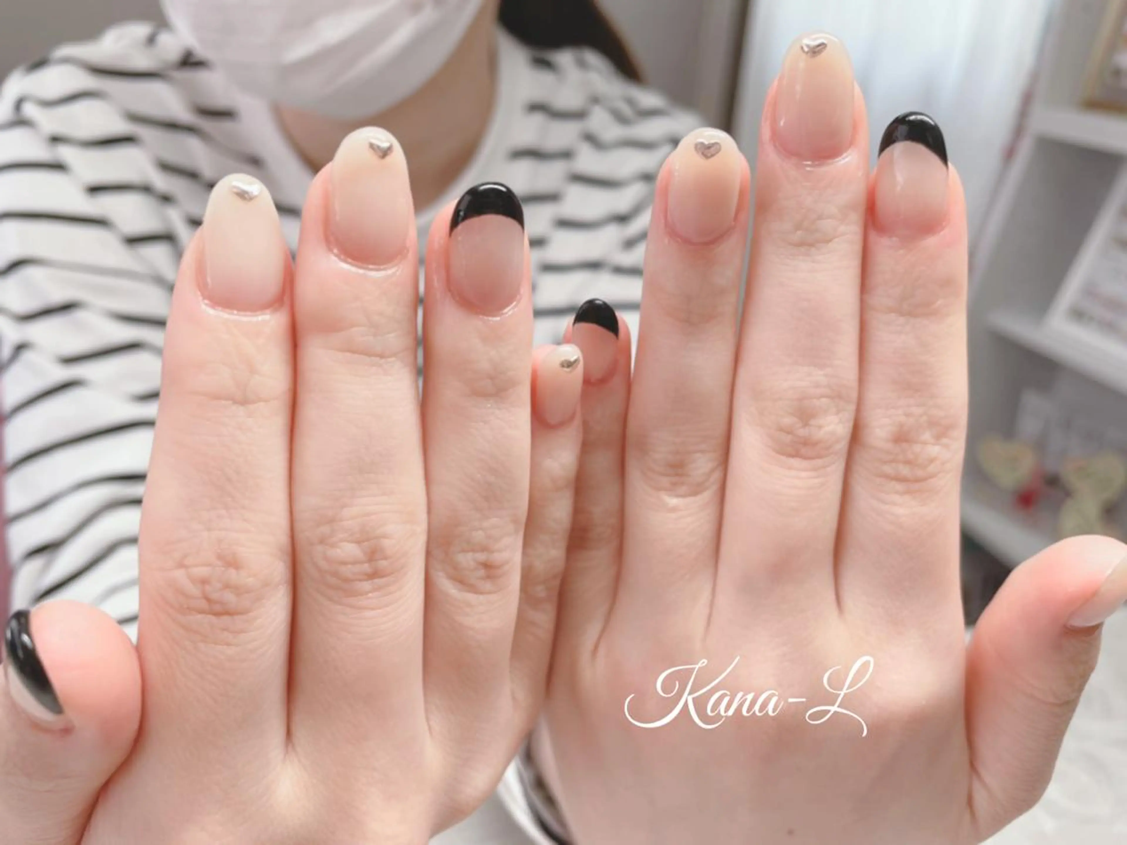 カラー ネイル フレンチネイル ハート 芦辺 香奈のネイルデザイン