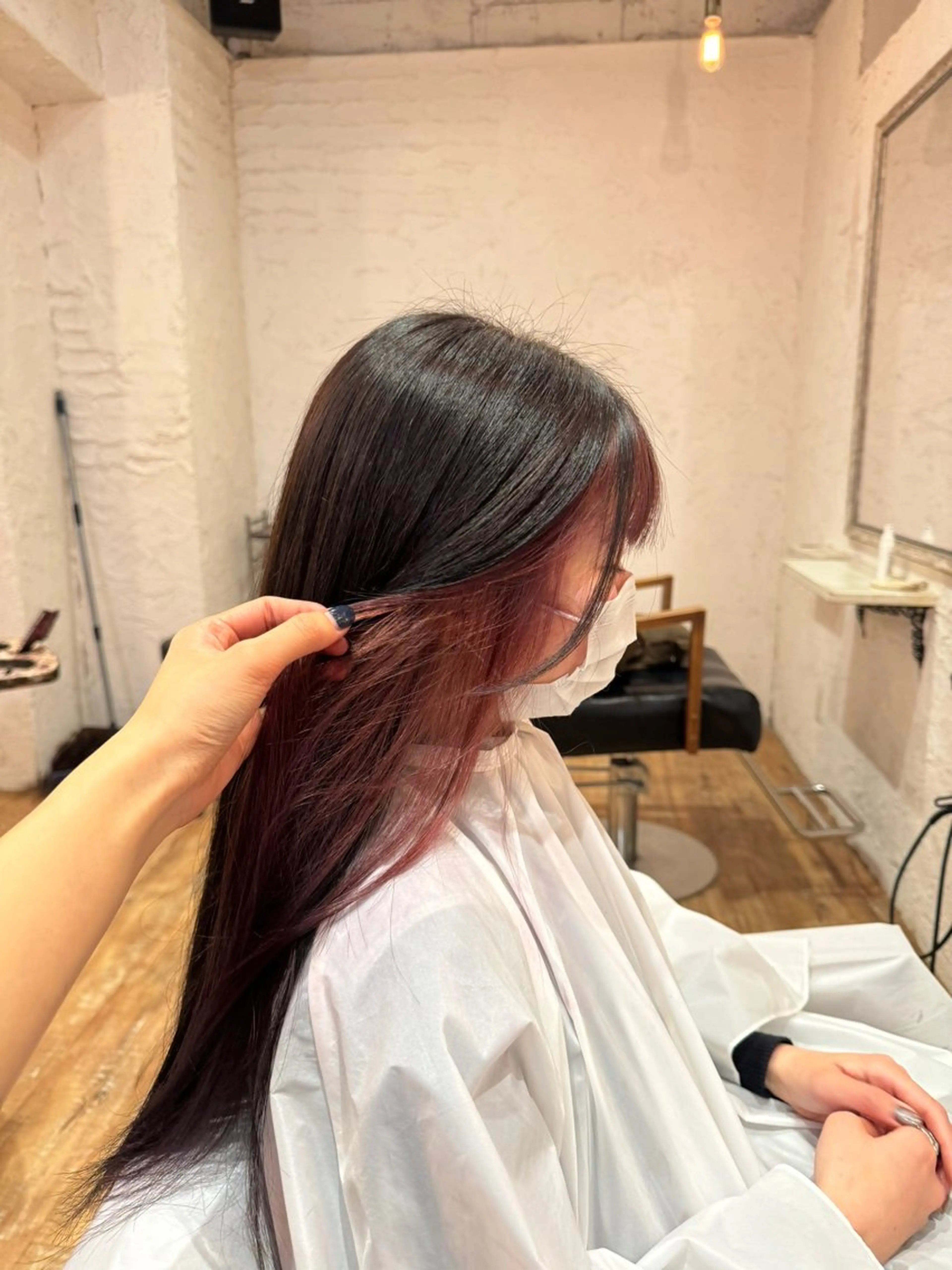 ロング カラー ブリーチ カシス ラベンダーカラー 遠藤 彩美/暖色系カラーのヘアスタイル