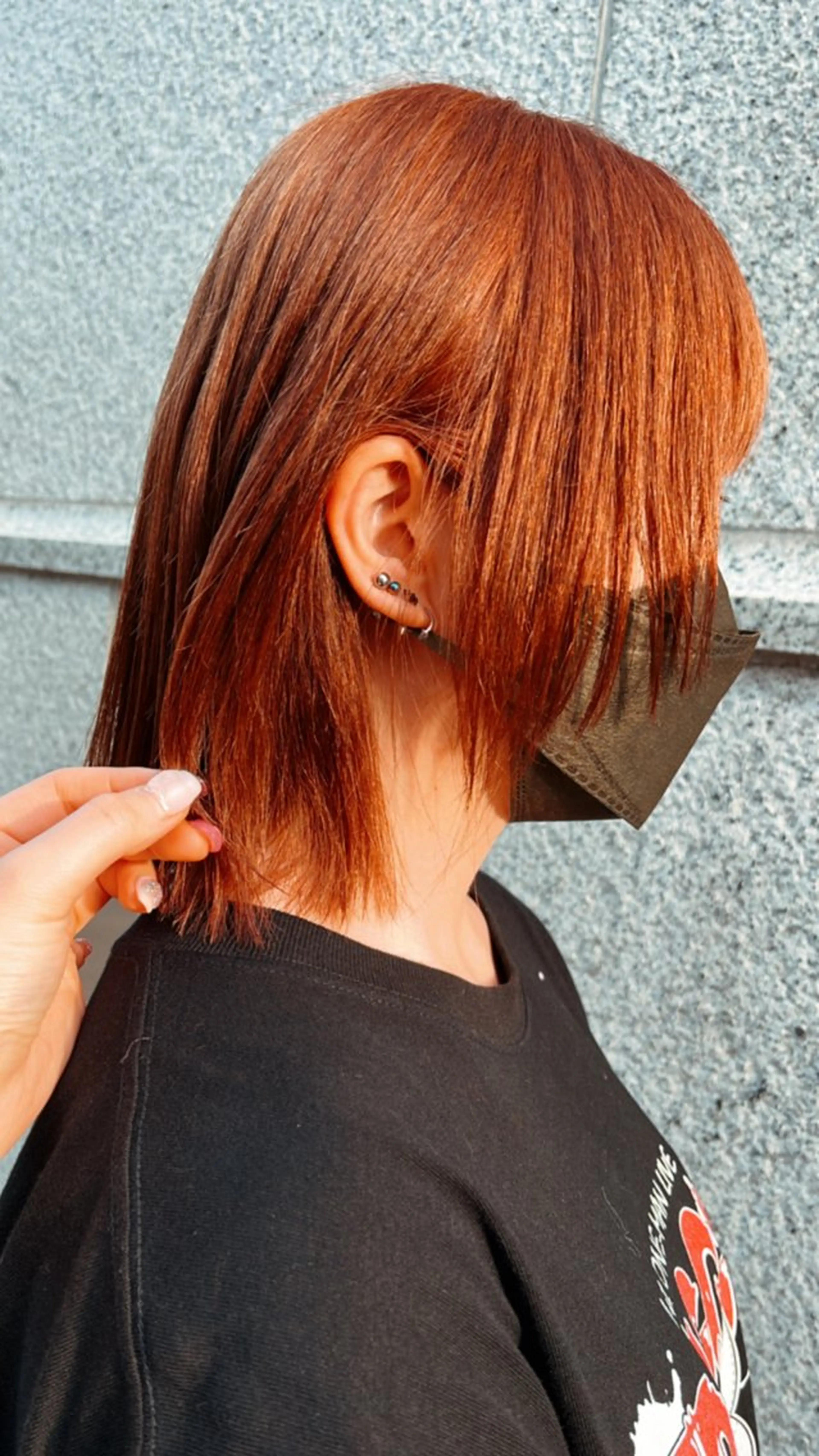 ミディアム カラー オレンジ 顔まわりレイヤー 顔周りカット レイヤーカット Little名駅 wakahaのヘアスタイル