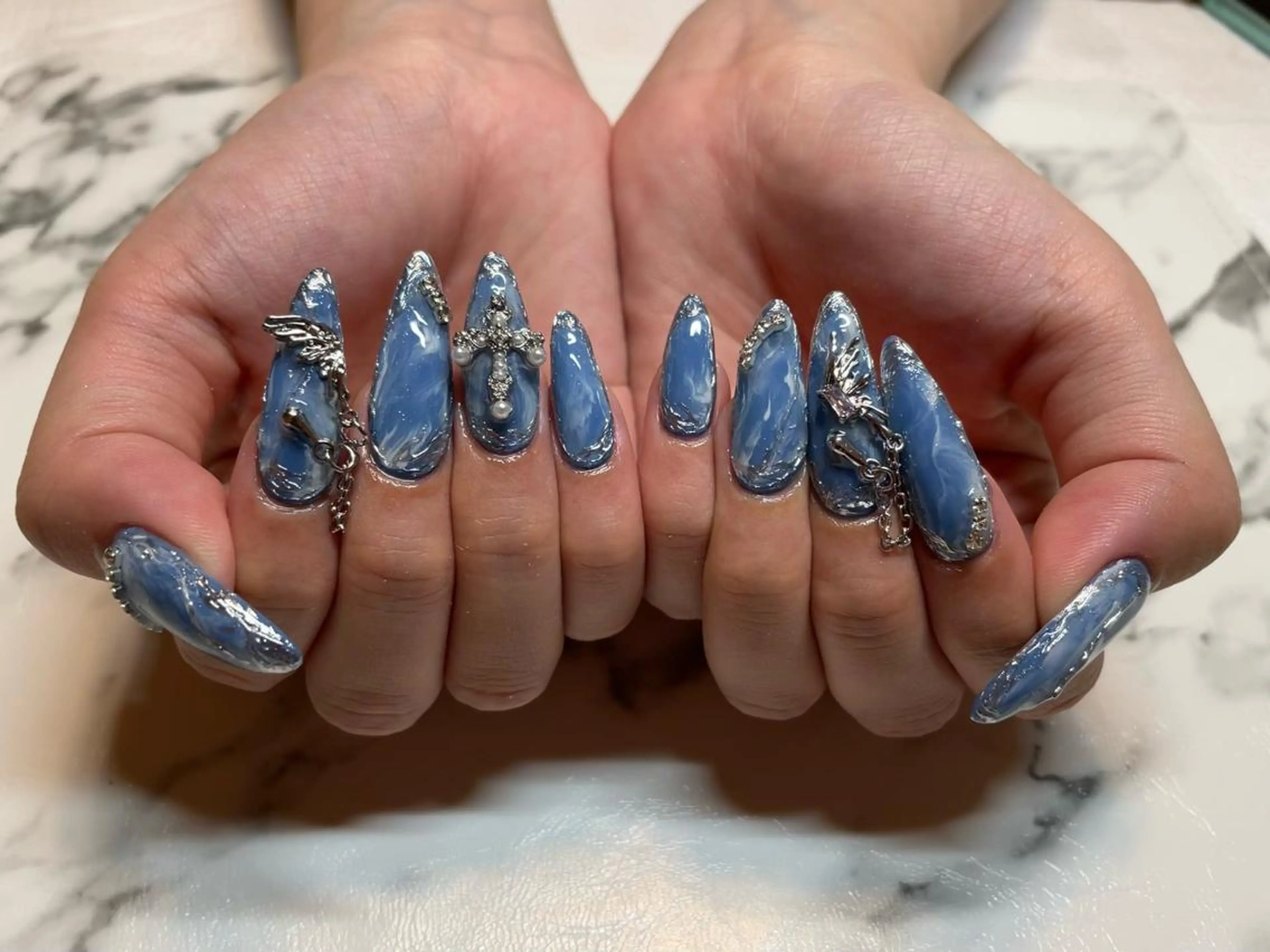 ネイル 長さ出し ミラーネイル ハンドネイル エン Nail salonのネイルデザイン