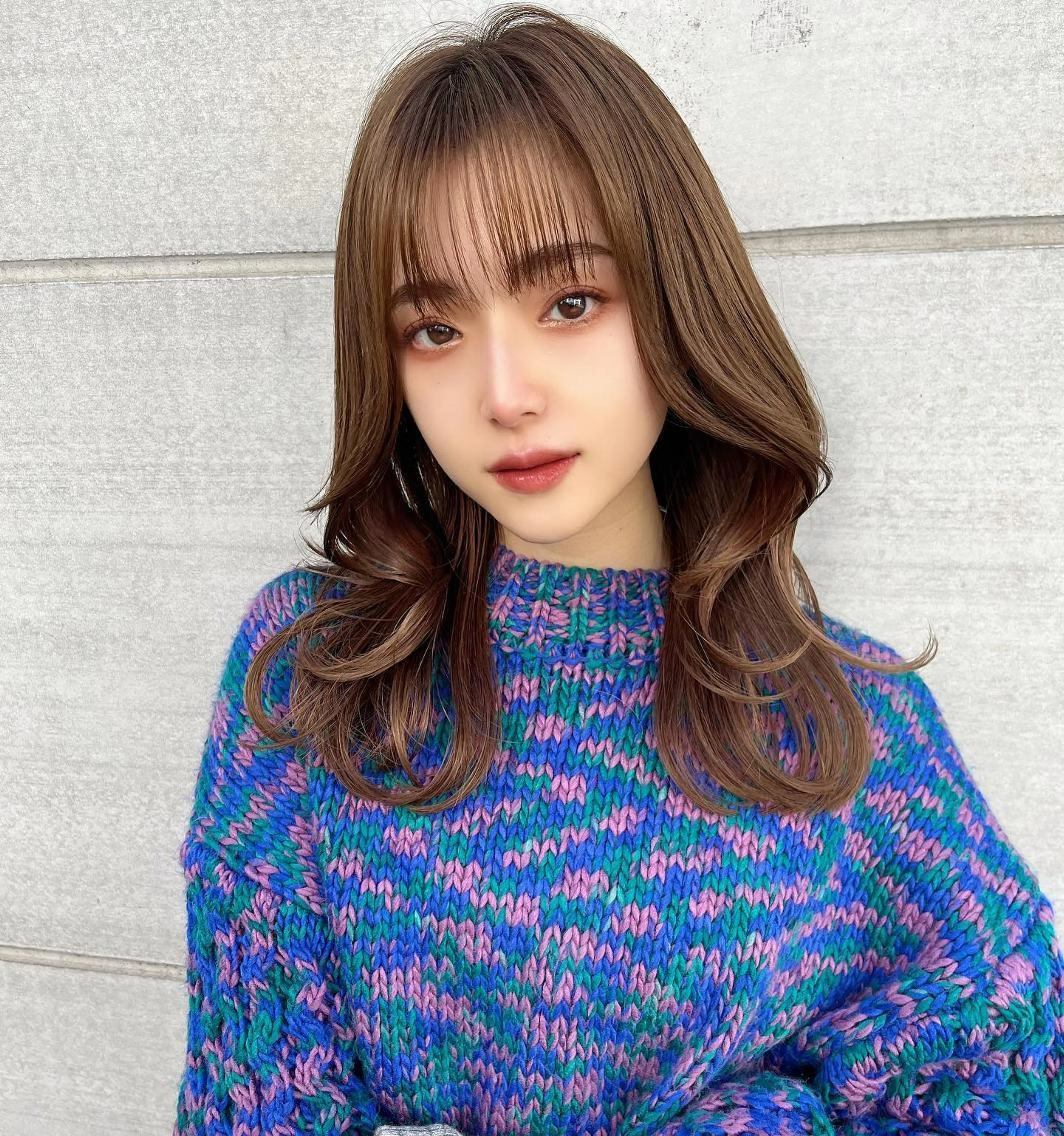 ミディアム ミディアムパーマ くびれヘア くせ毛 顔周りカット ハイライト 韓国/髪質改善💘 櫻井かれんのヘアスタイル