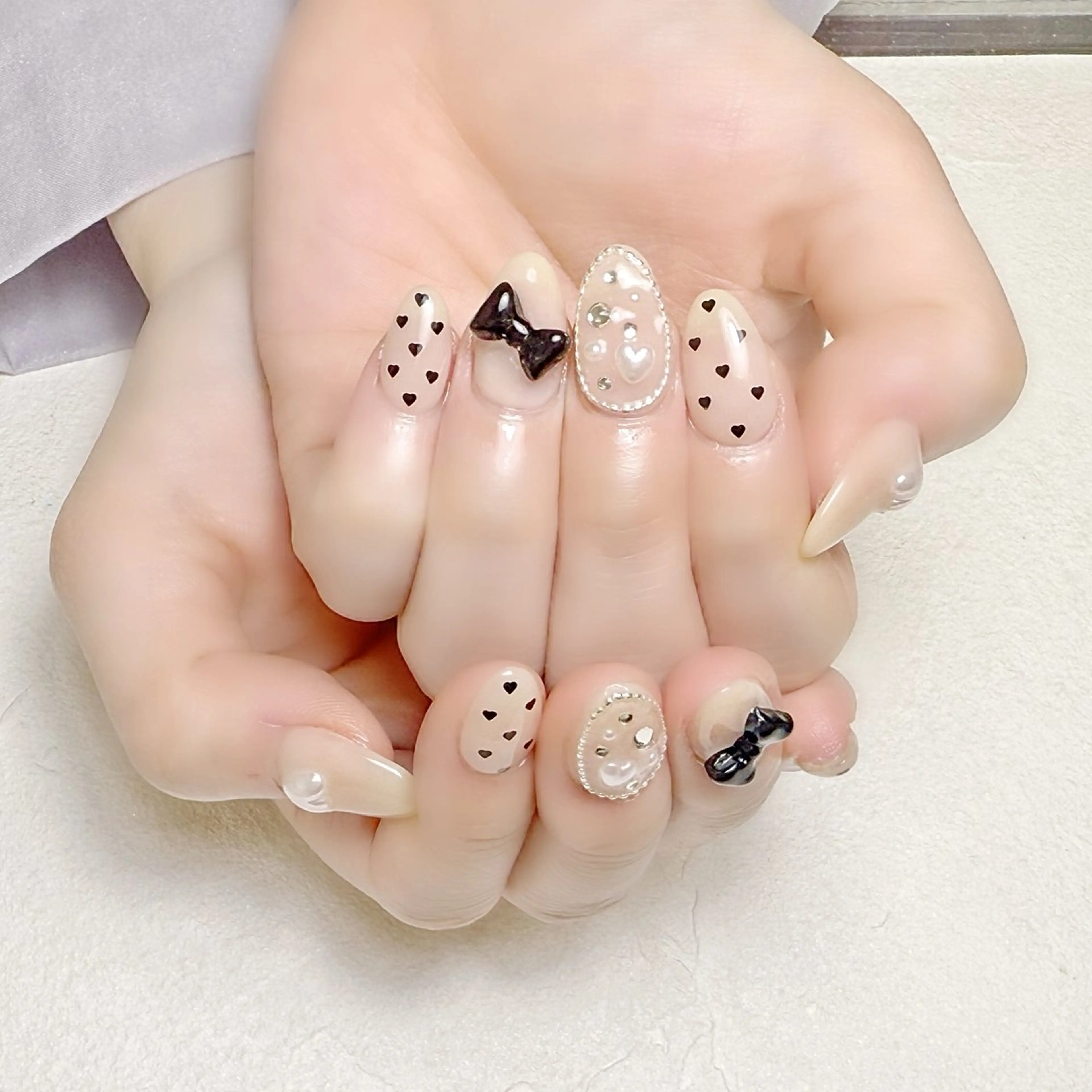 ネイル ハート リボン rouse nail RISATOのネイルデザイン