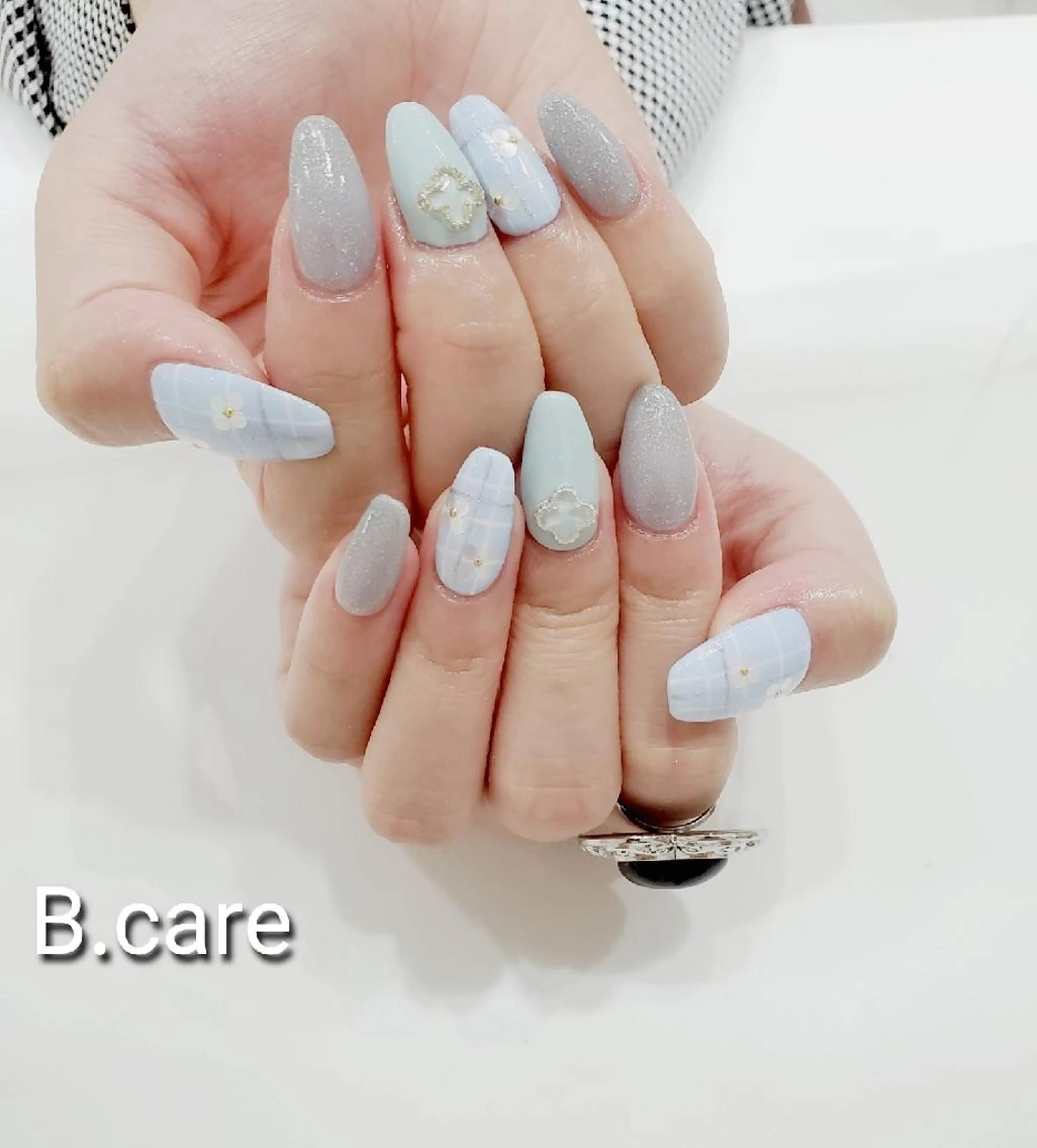ネイル アートネイル ブルー パステルネイル B.care自由ヶ丘所属・早坂  のネイルデザイン