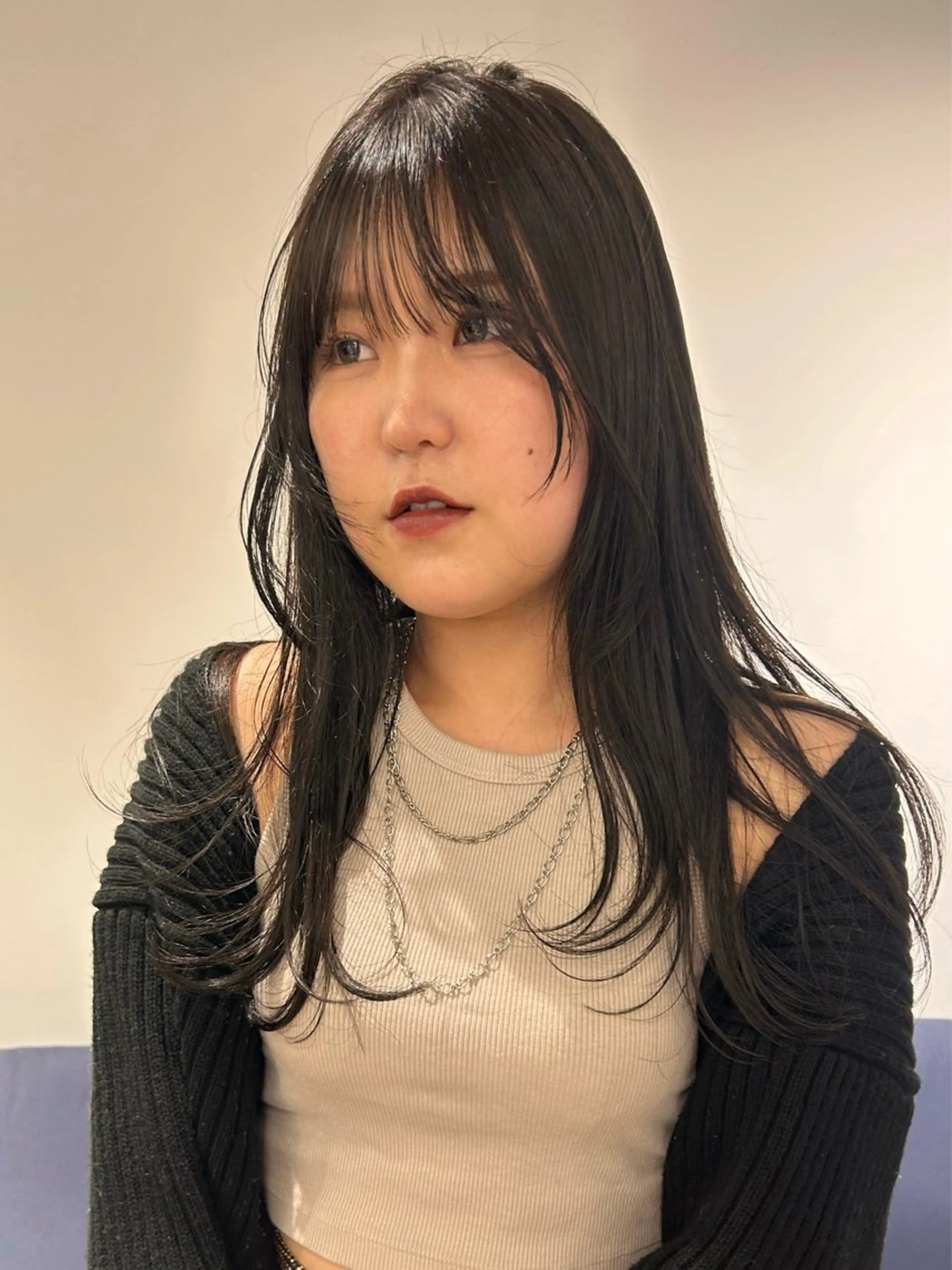 セミロング カラー パーマ メンズ カット ヘアカラー レイヤー/透明感/ ブリーチなし/わかなのヘアスタイル