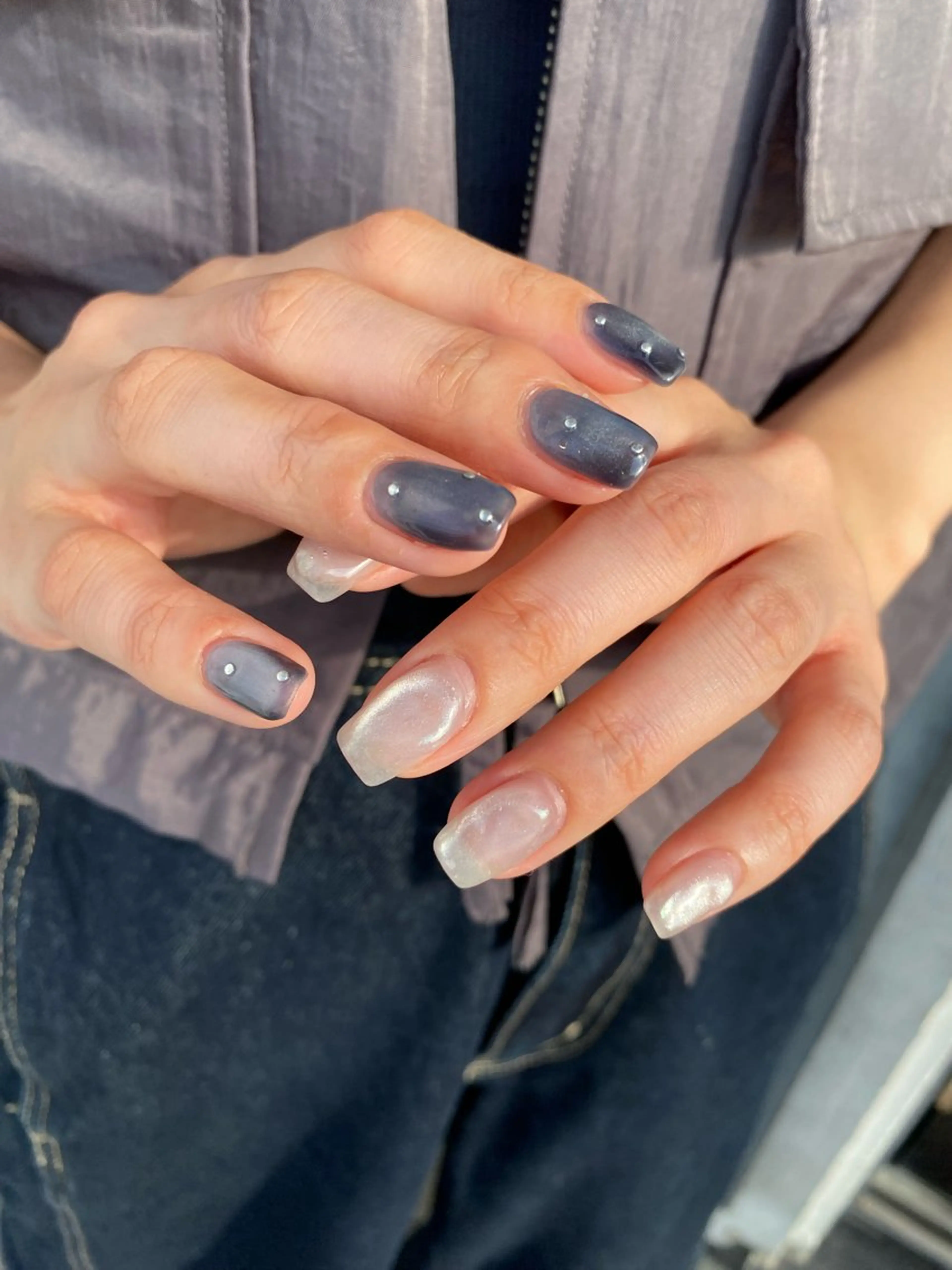 ネイル ジェルネイル マグネットネイル ニュアンスネイル ワンカラーネイル パラジェル ハンドネイル 草加ニュアンスネイル 🌚hersのネイルデザイン