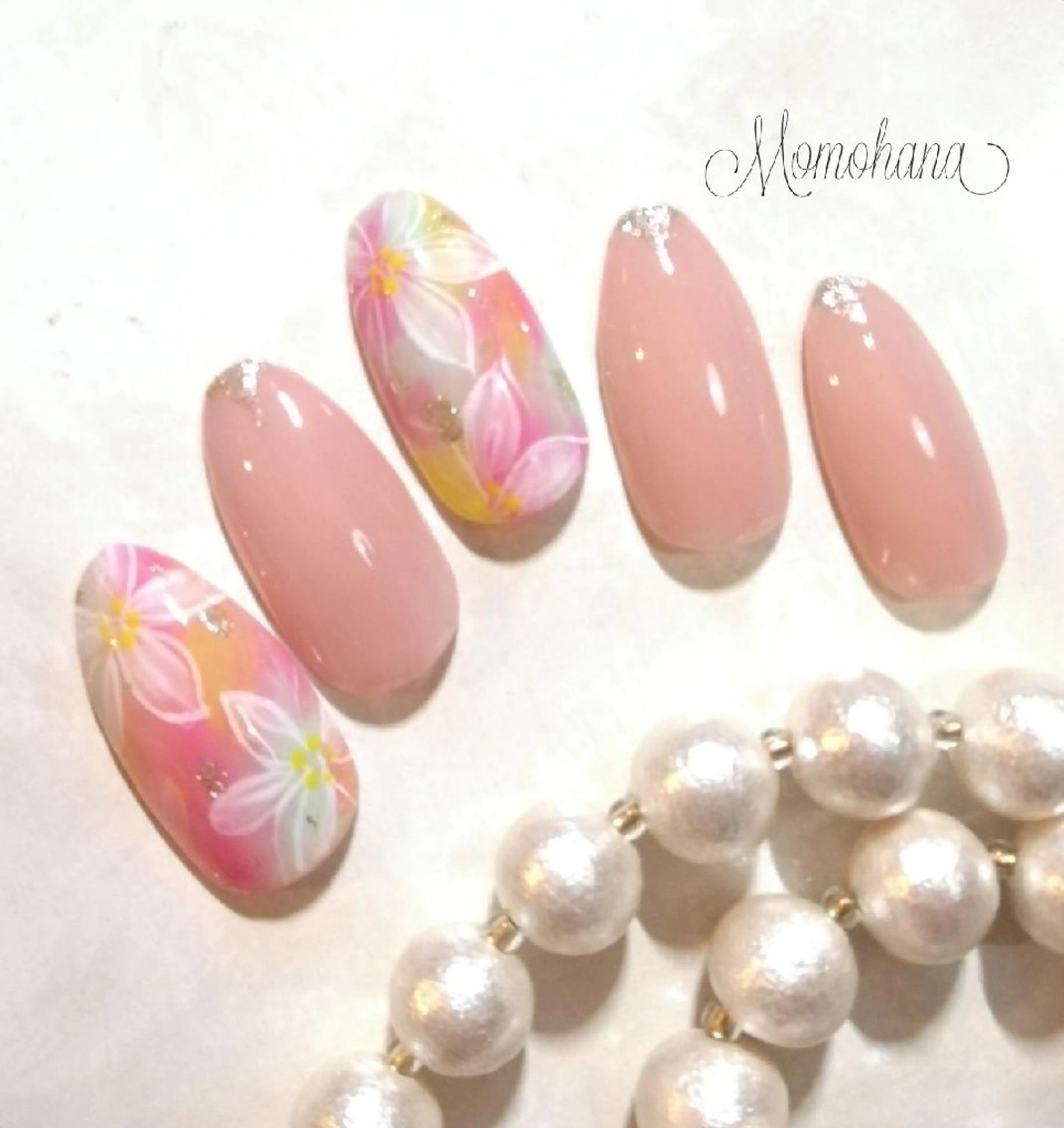 ネイル ニュアンスネイル 春ネイル momohana  のネイルデザイン