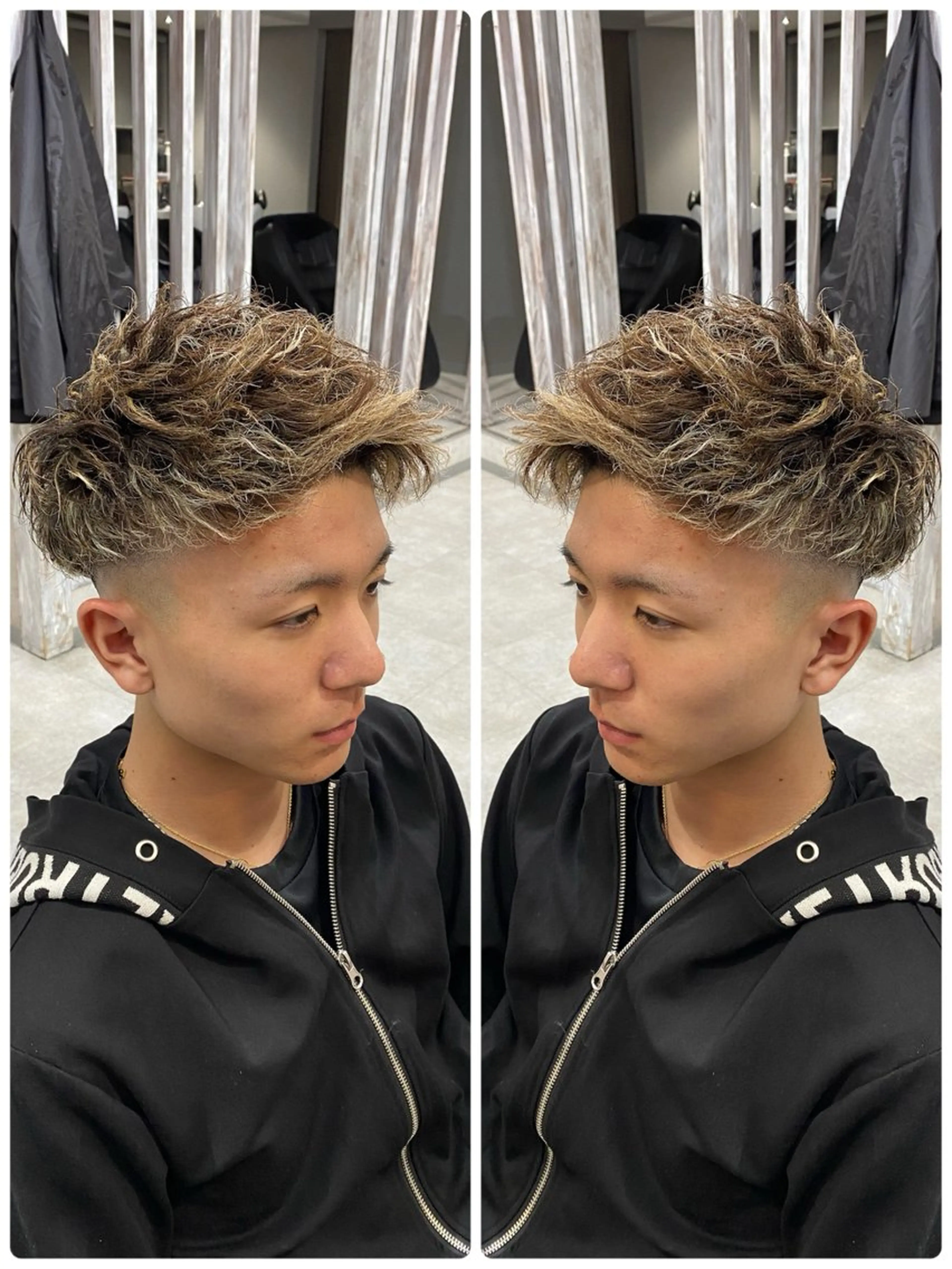 ショート カラー パーマ メンズ メンズハイライト メンズパーマ ツイストスパイラルパーマ ハイライトカラー ハイライト 🐉『メンズ美容師』 吉田龍星🐉のヘアスタイル