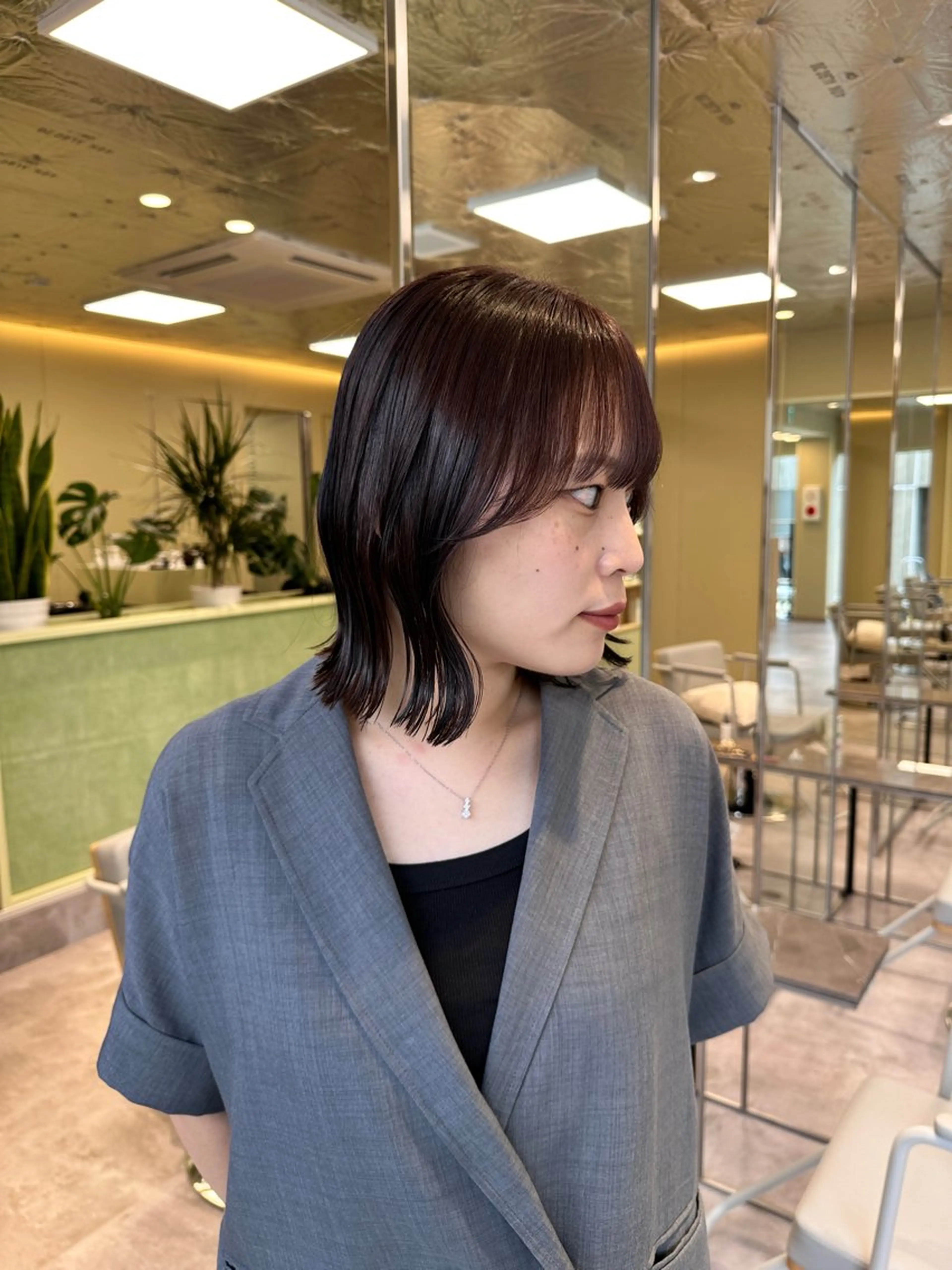 ミディアム カット ヘアカラー ボブ/ぱつっとボブ/ 谷口 海星のヘアスタイル