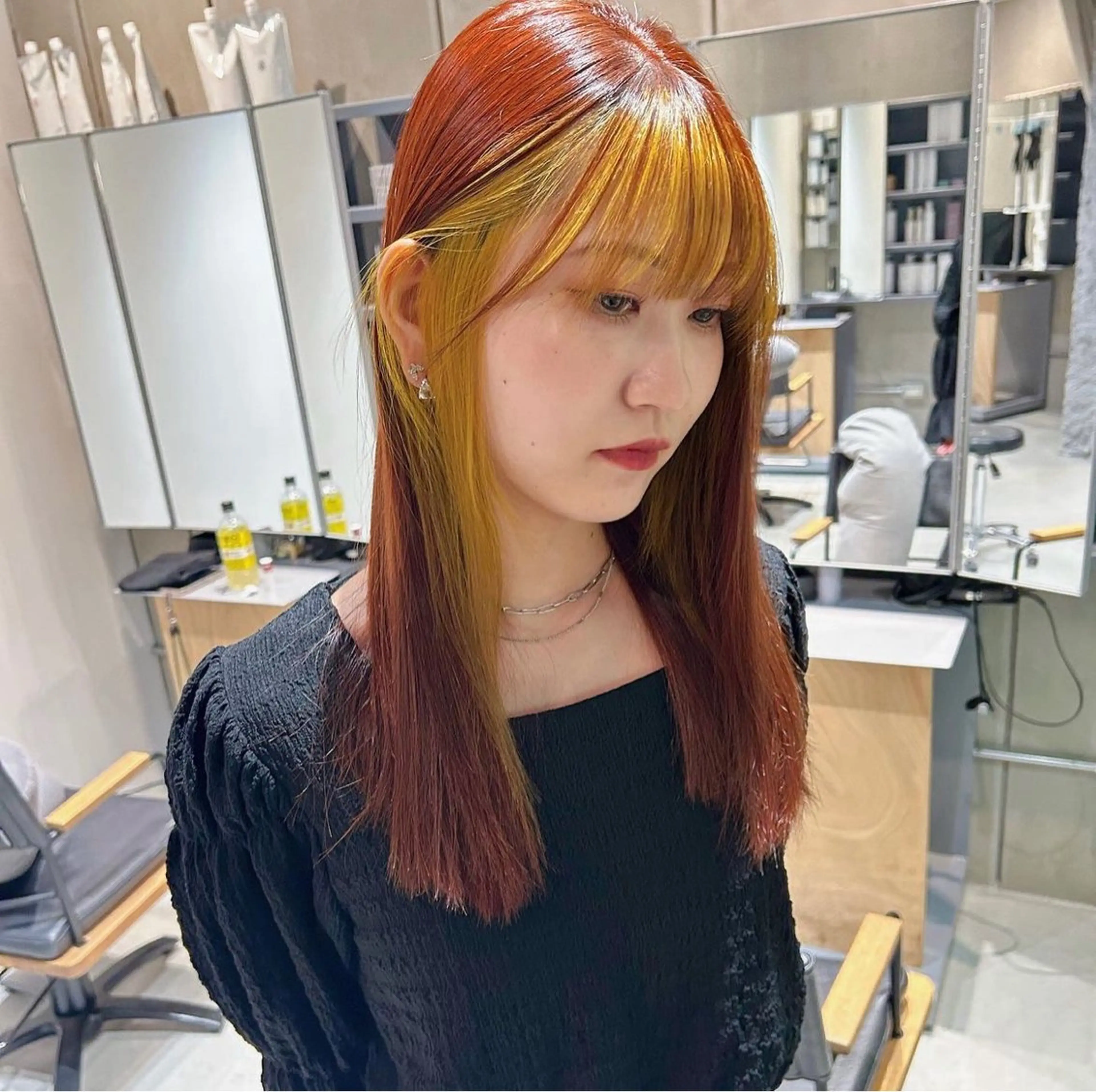 ロング カラー オレンジ イエローカラー 松元 未有のマツエク・マツパデザイン