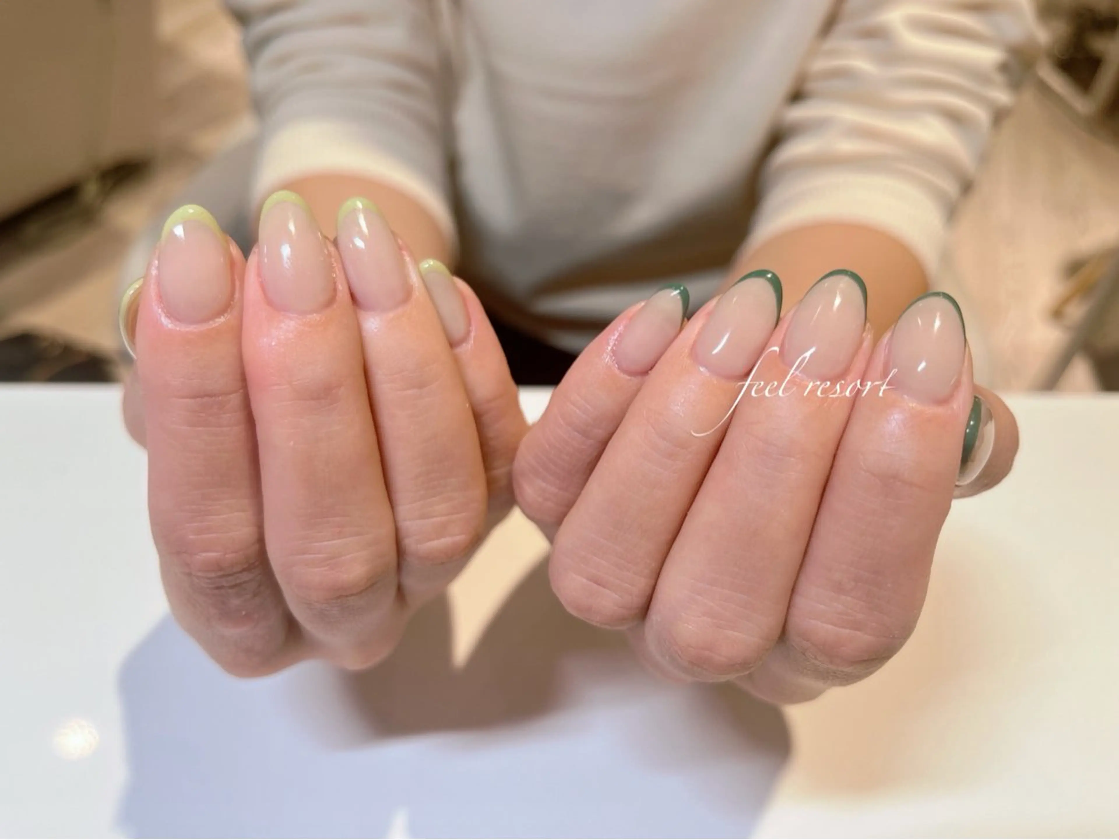 ネイル 長さ出し フットネイル フレンチネイル ジェルネイル ガラスフレンチ ハンドネイル Lien（リアン） 銀座駅6分のネイルデザイン