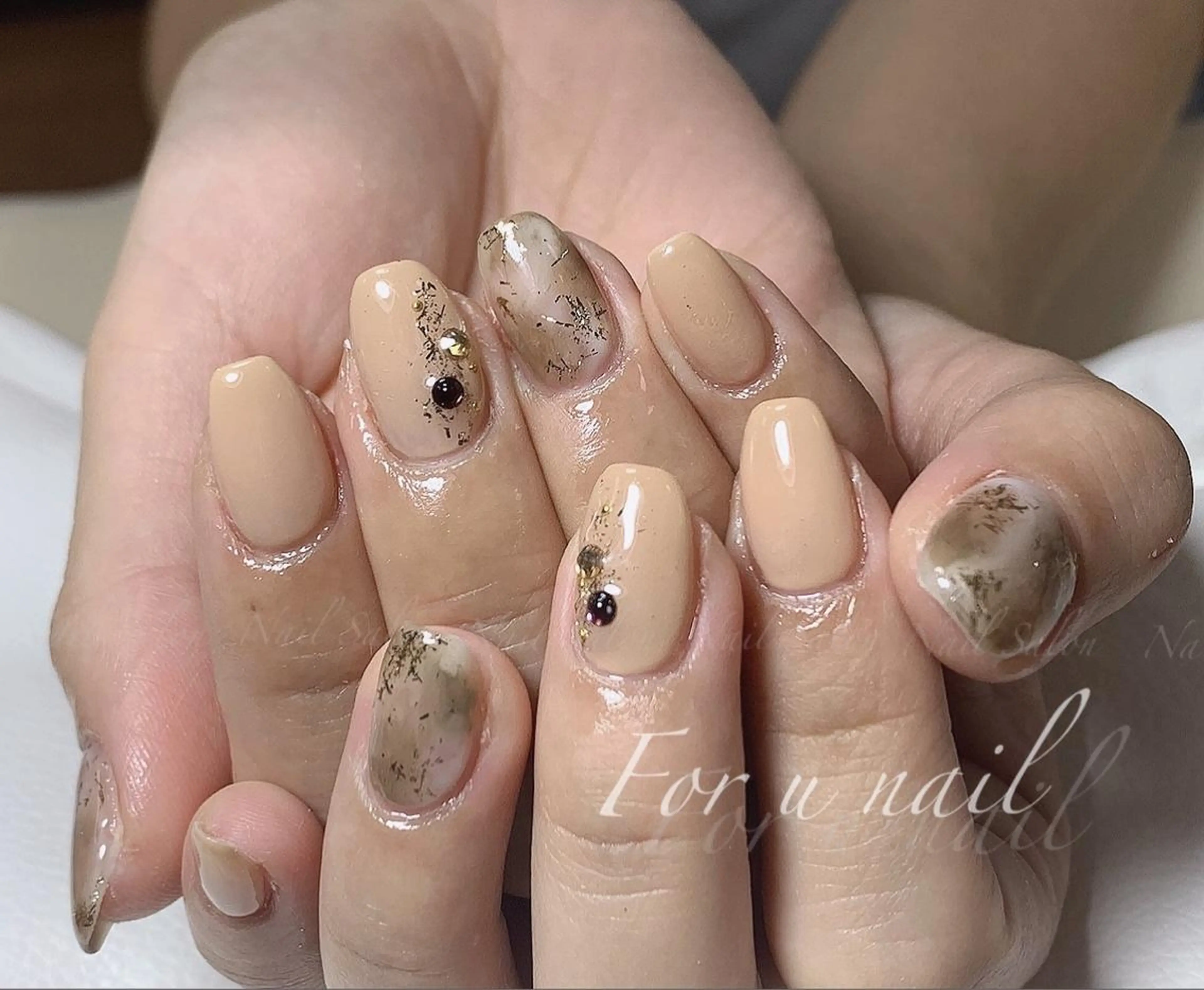 ネイル 大理石ネイル(マーブル) ハンドネイル For  u  nail川崎所属・For u nailのネイルデザイン