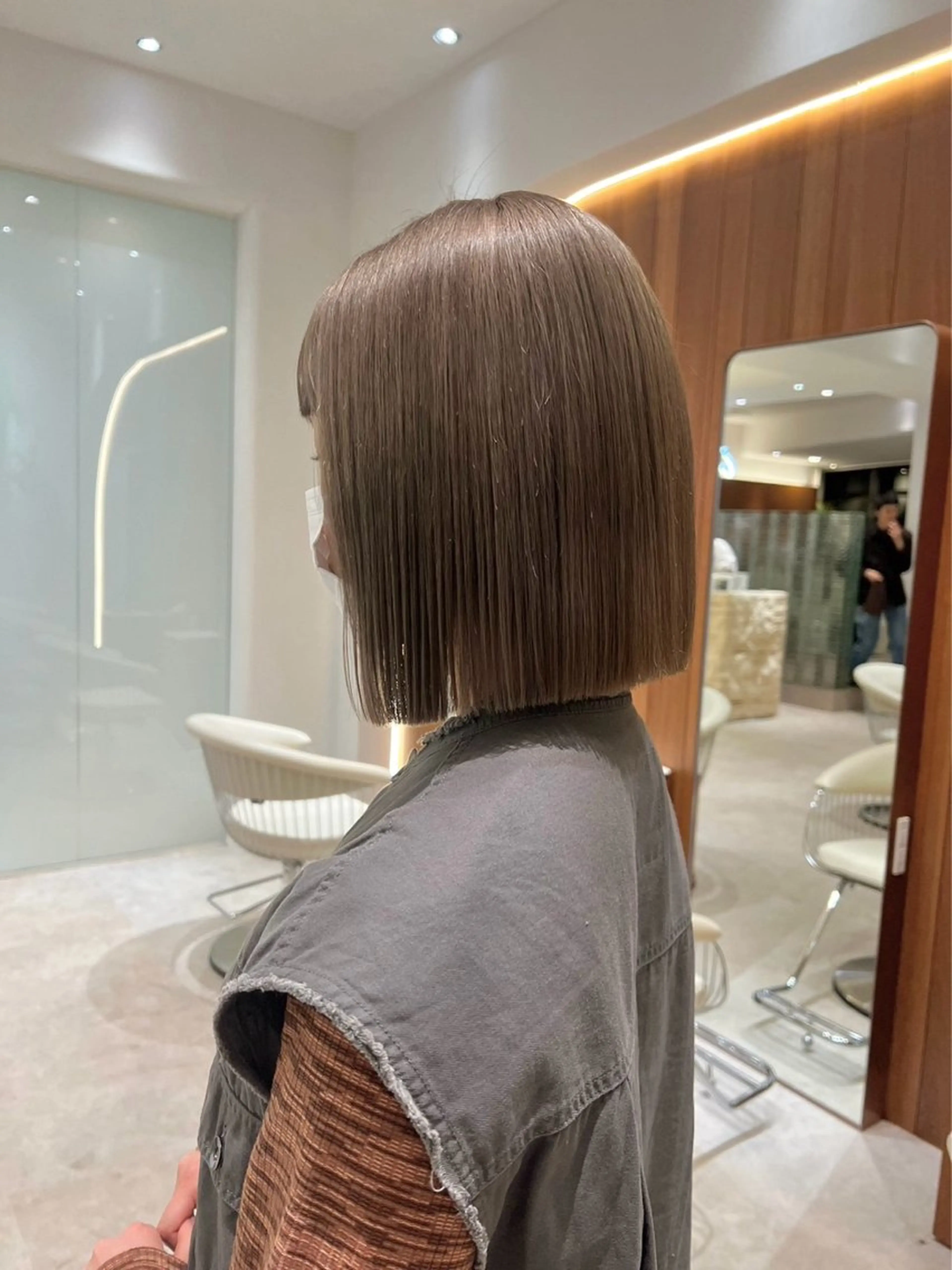 ミディアム カラー カット ヘアカラー トリートメント 渋谷／タッセルボブ ／顔周り/加邊凌也のヘアスタイル