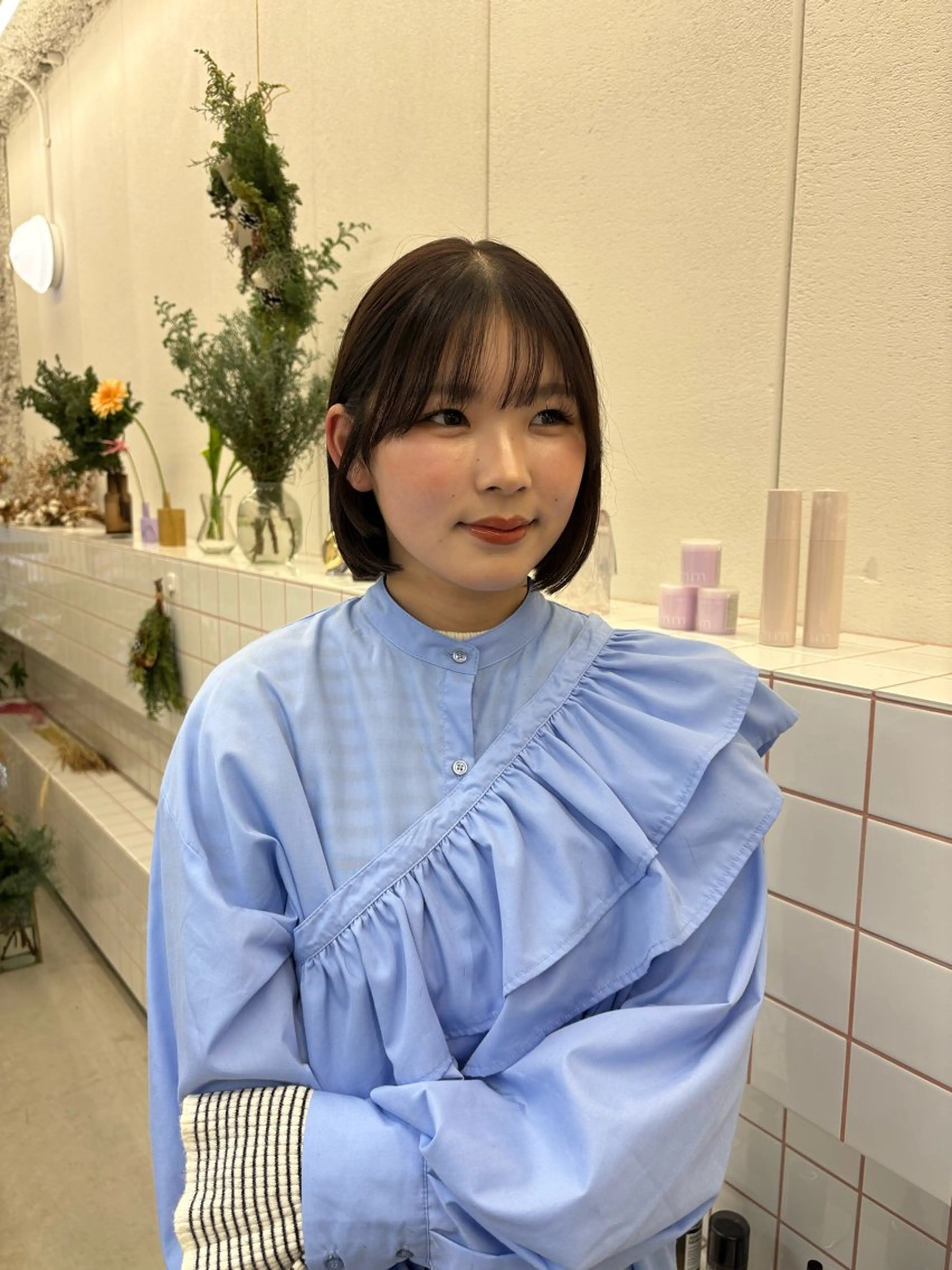 ミディアム カラー ボブ カット ヘアカラー トリートメント NIKO/名古屋/ 伏見/花屋併設のヘアスタイル