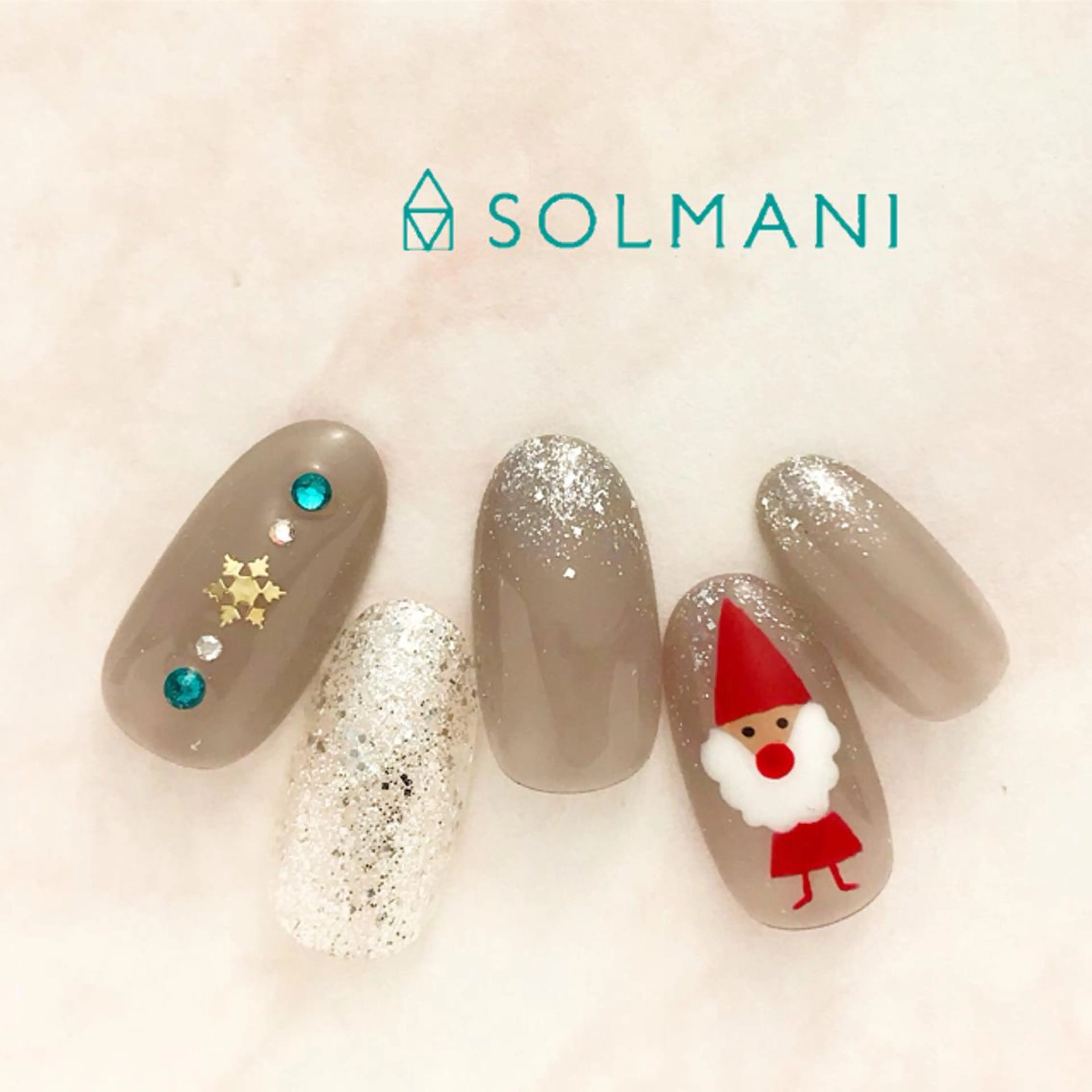 ネイル 冬ネイル クリスマス SOLMANI 予約担当のネイルデザイン