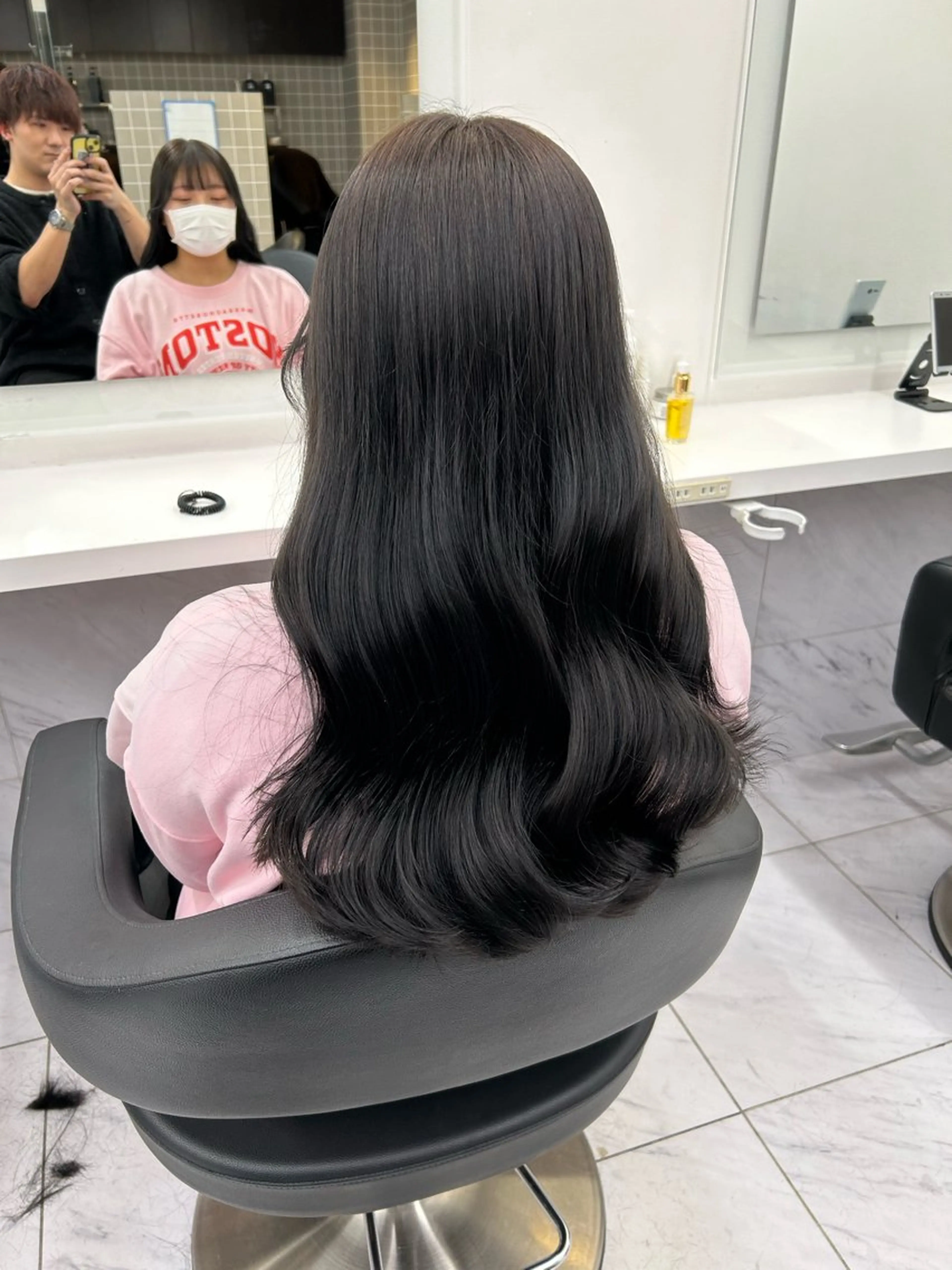 セミロング カラー パーマ ヘアアレンジ メンズ キッズ 🦋透明感グレージュ /韓国レイヤー🦋のヘアスタイル