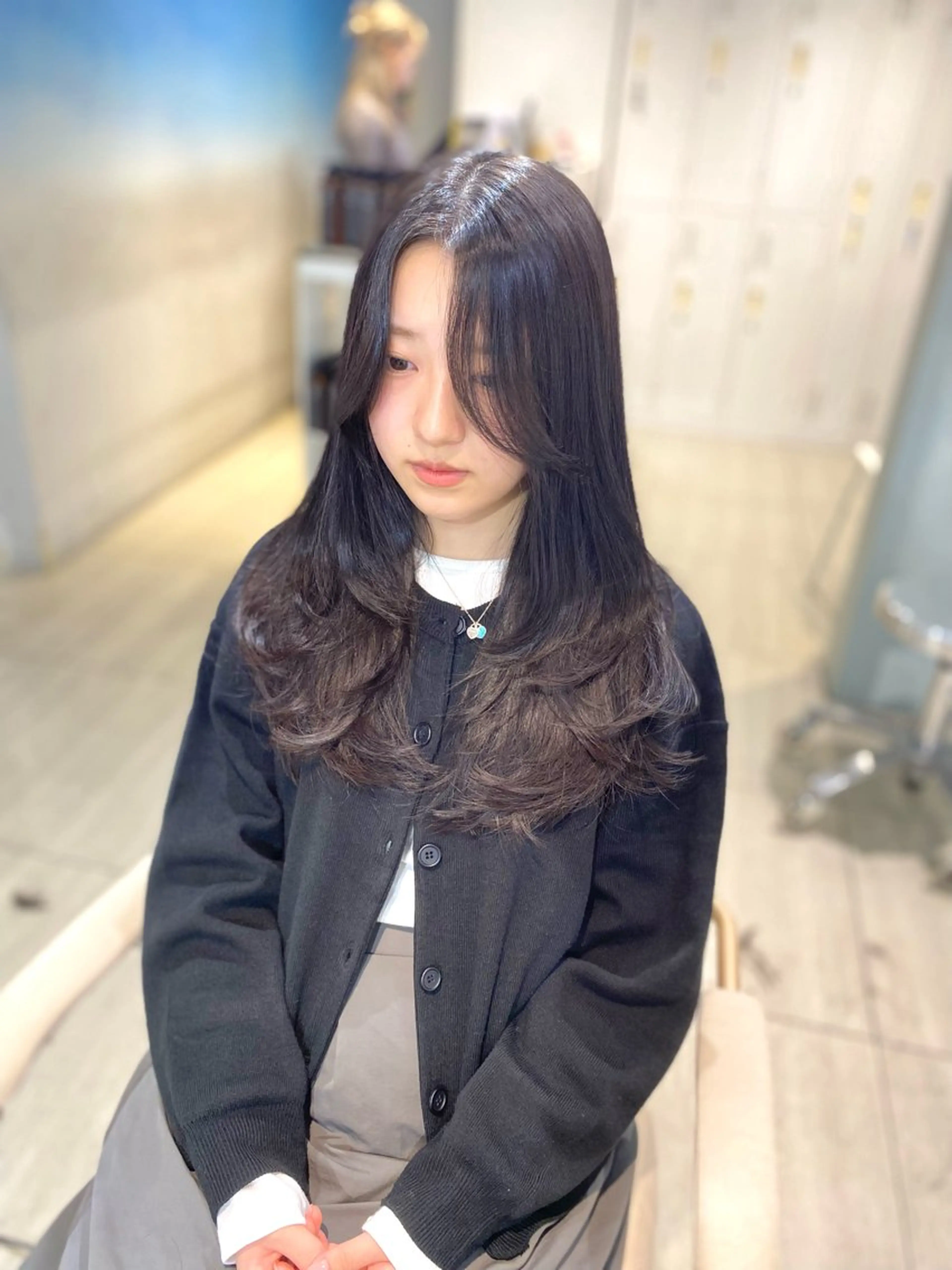 ロング カラー カット ヘアカラー トリートメント 韓国風レイヤーカット 💎髪質改善"yuiのヘアスタイル