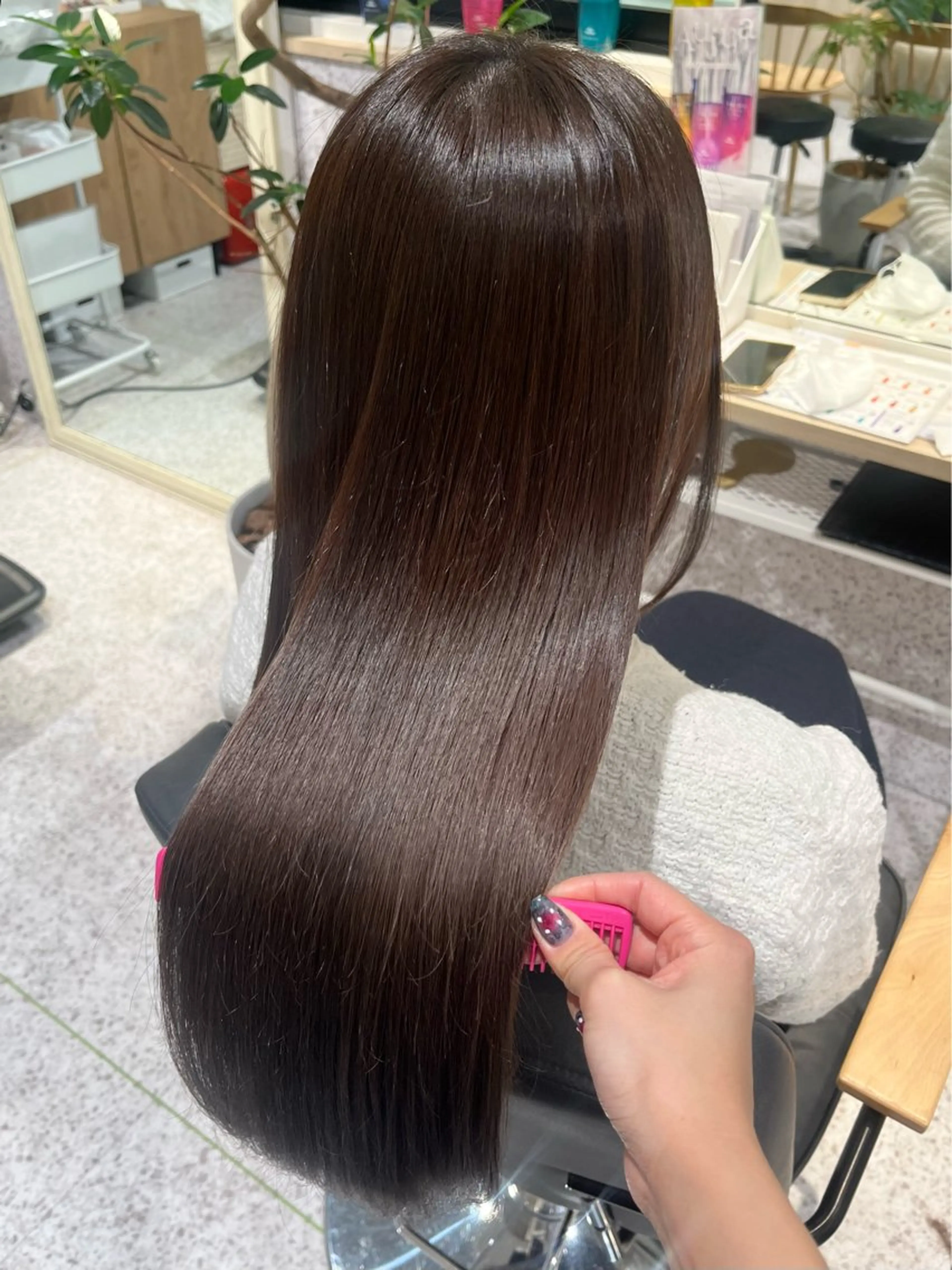 ロング カラー ブリーチ ブリーチなしカラー 顔周りカット 髪質改善 ロング カット ヘアカラー トリートメント 髪質改善&艶カラー/ ほんだあみ (♡)のヘアスタイル