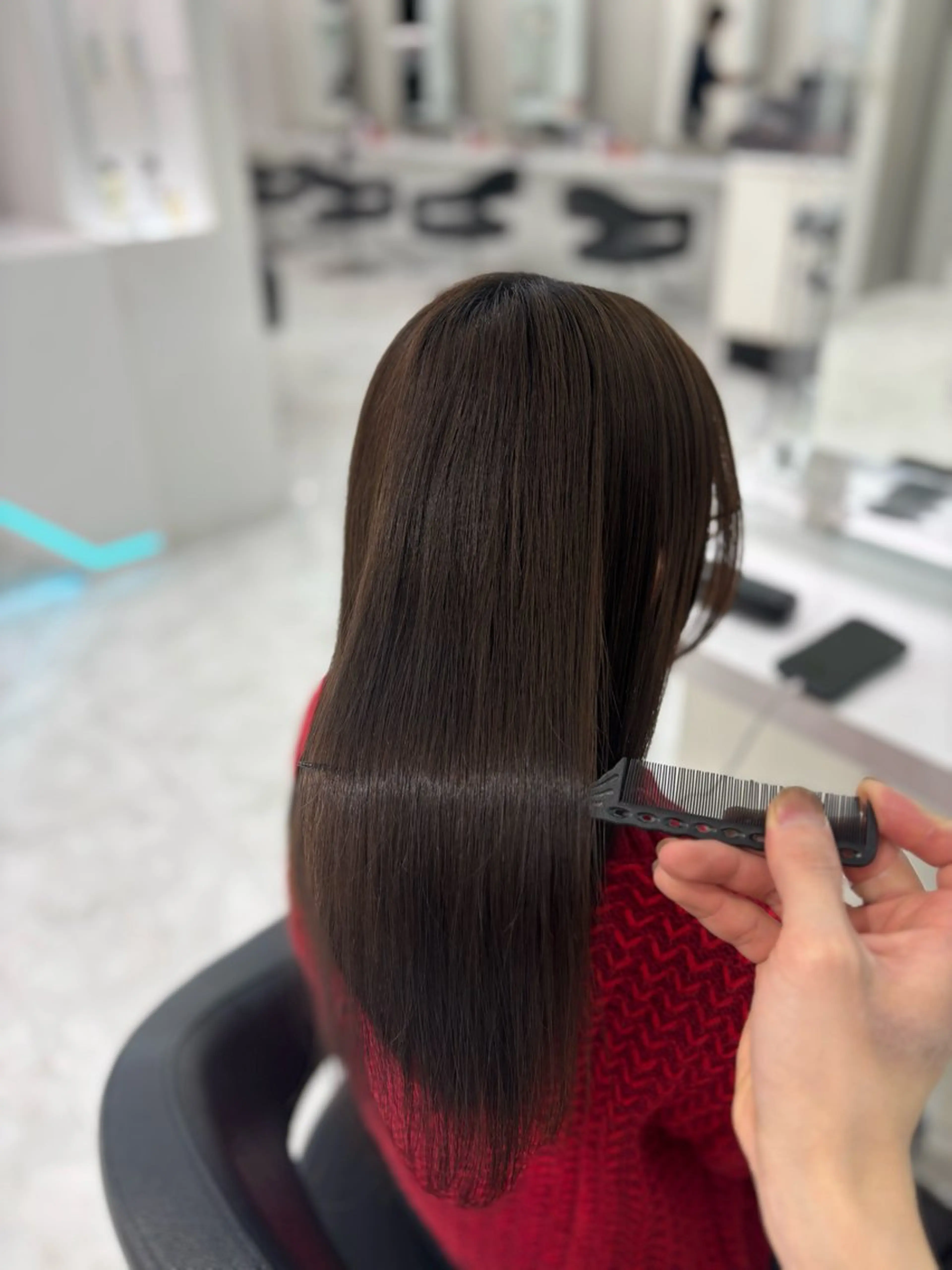 ロング カラー ヘアカラー トリートメント ヘッドスパ ヘアセット ブリーチなし透明感 ×縮毛矯正🤍ユウのヘアスタイル