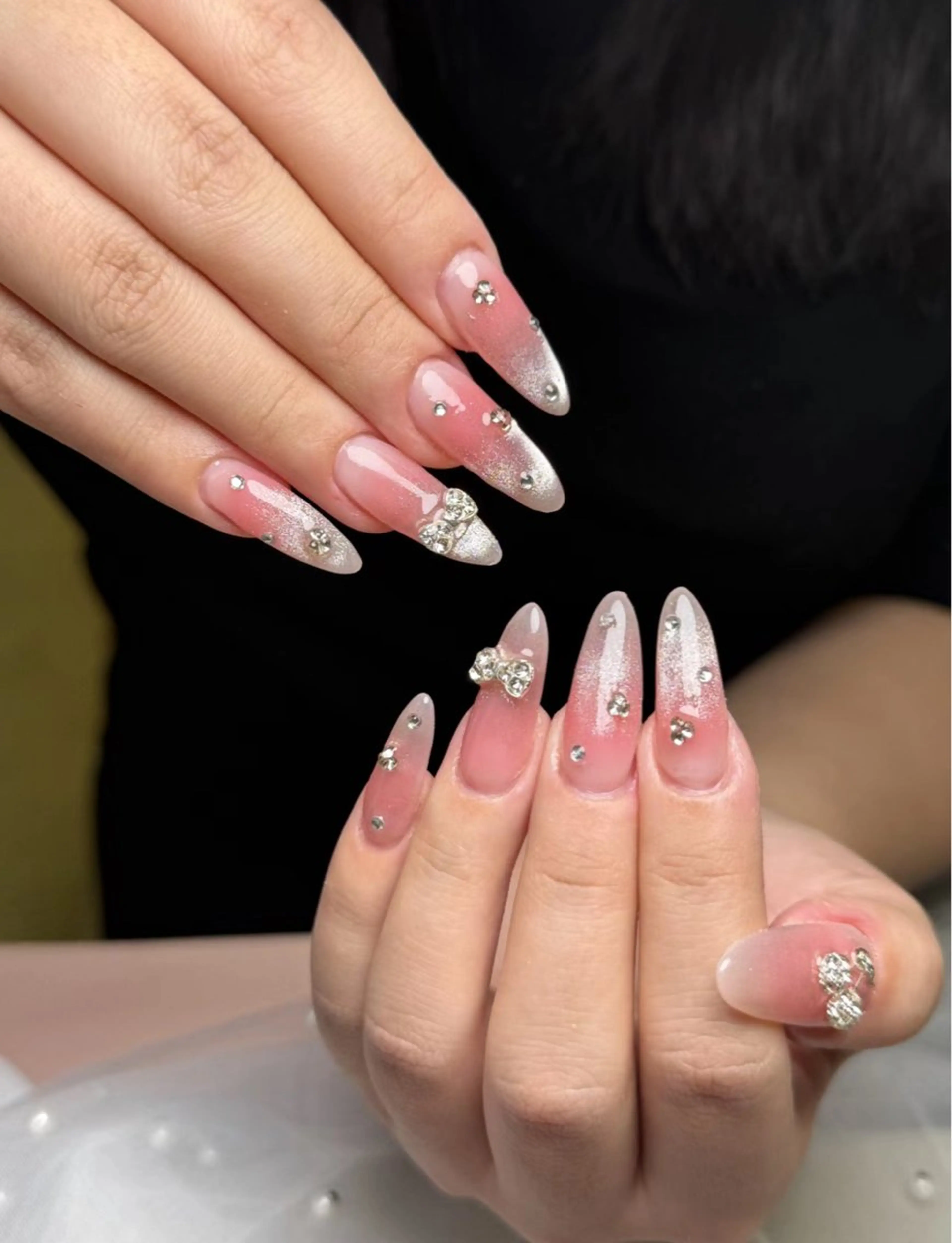 ネイル カジュアル ハート ミラーネイル ニュアンスネイル オフィスネイル ハンドネイル H&Bsalon カイのネイルデザイン