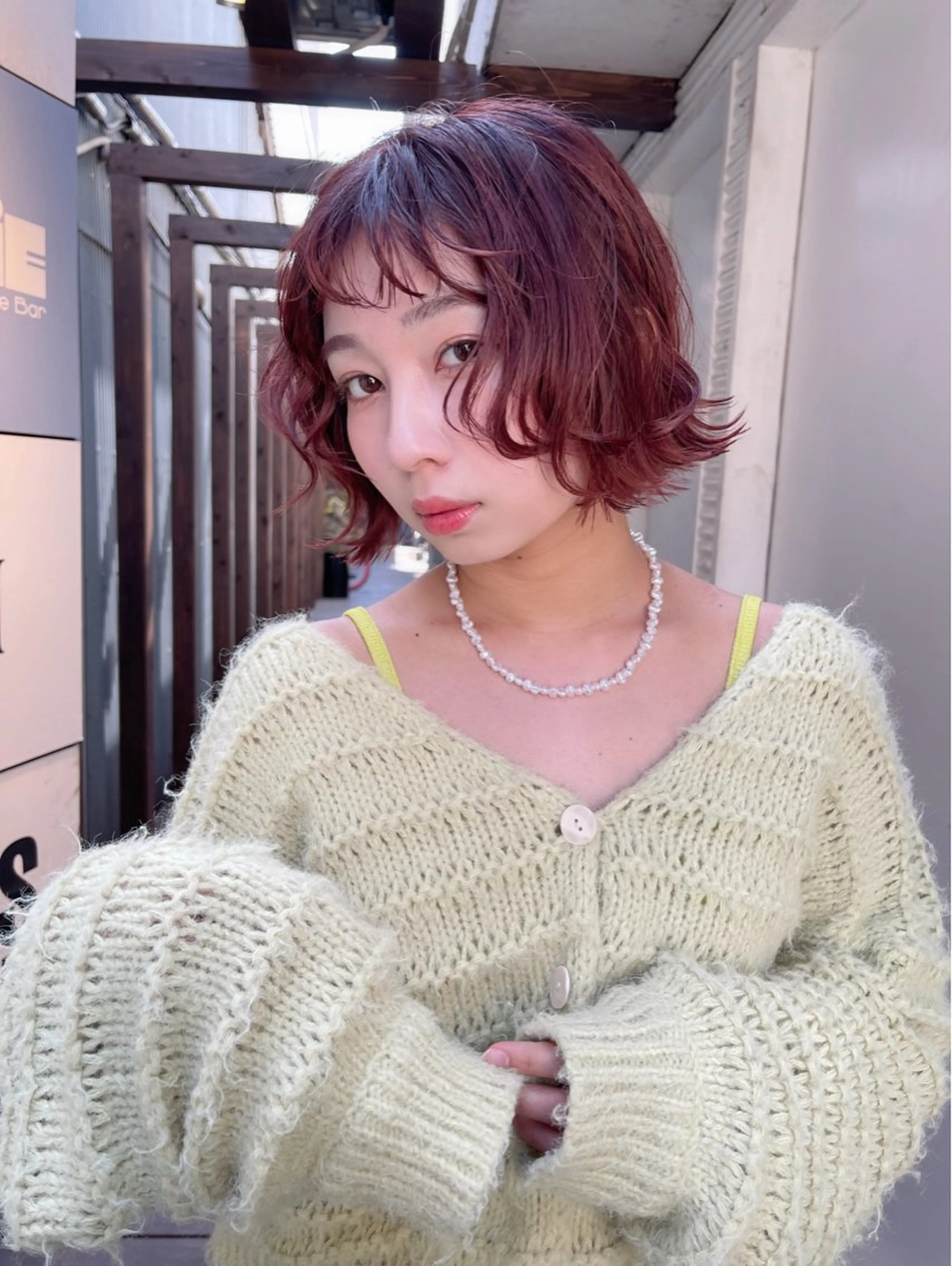 ミディアム カラー ダブルカラー ピンクカラー ボブ ヘアカラー トリートメント AiM 大名　似合わせカットのヘアスタイル