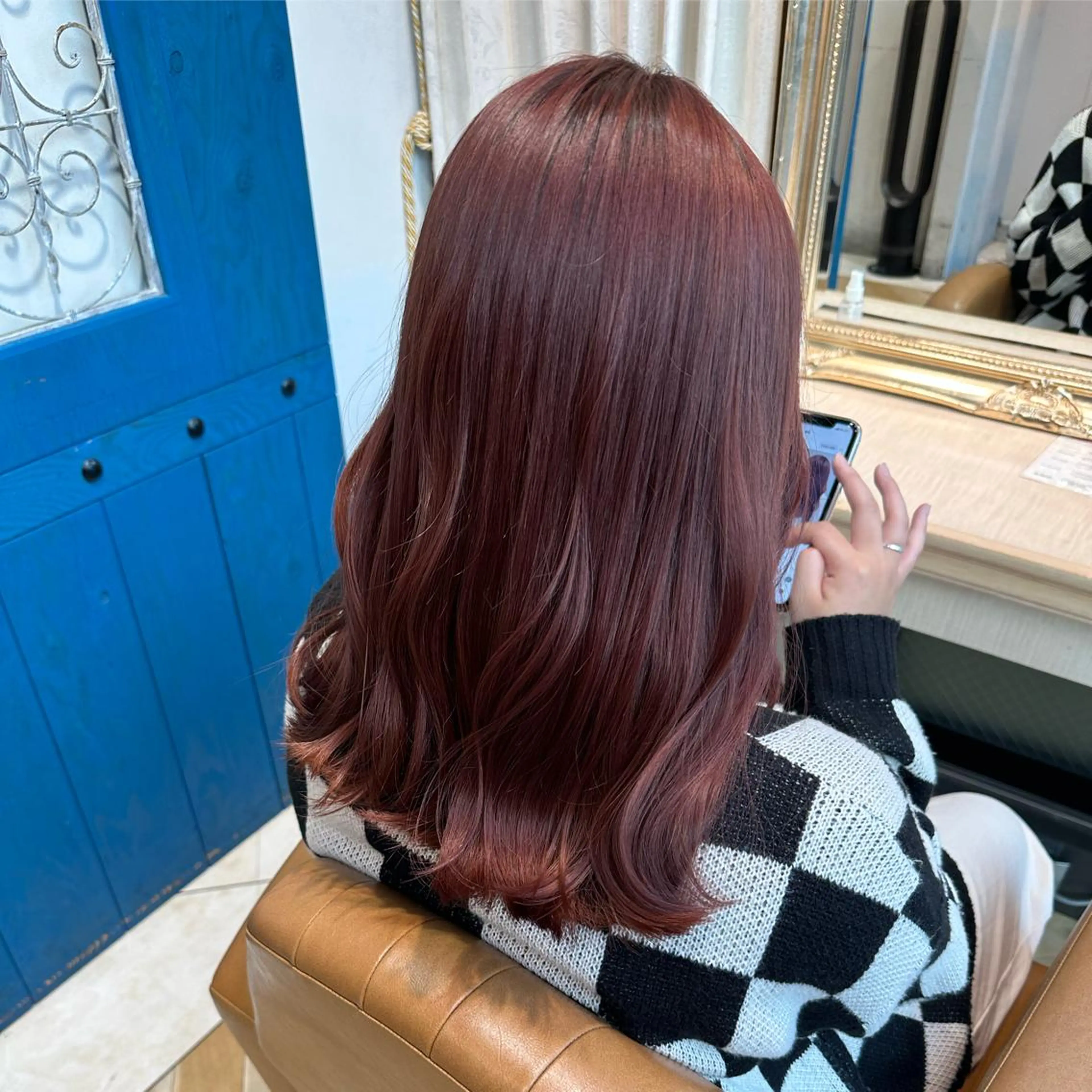 ミディアム カラー ピンクカラー ブリーチなし/暖色/ 透明感/ririkaのヘアスタイル