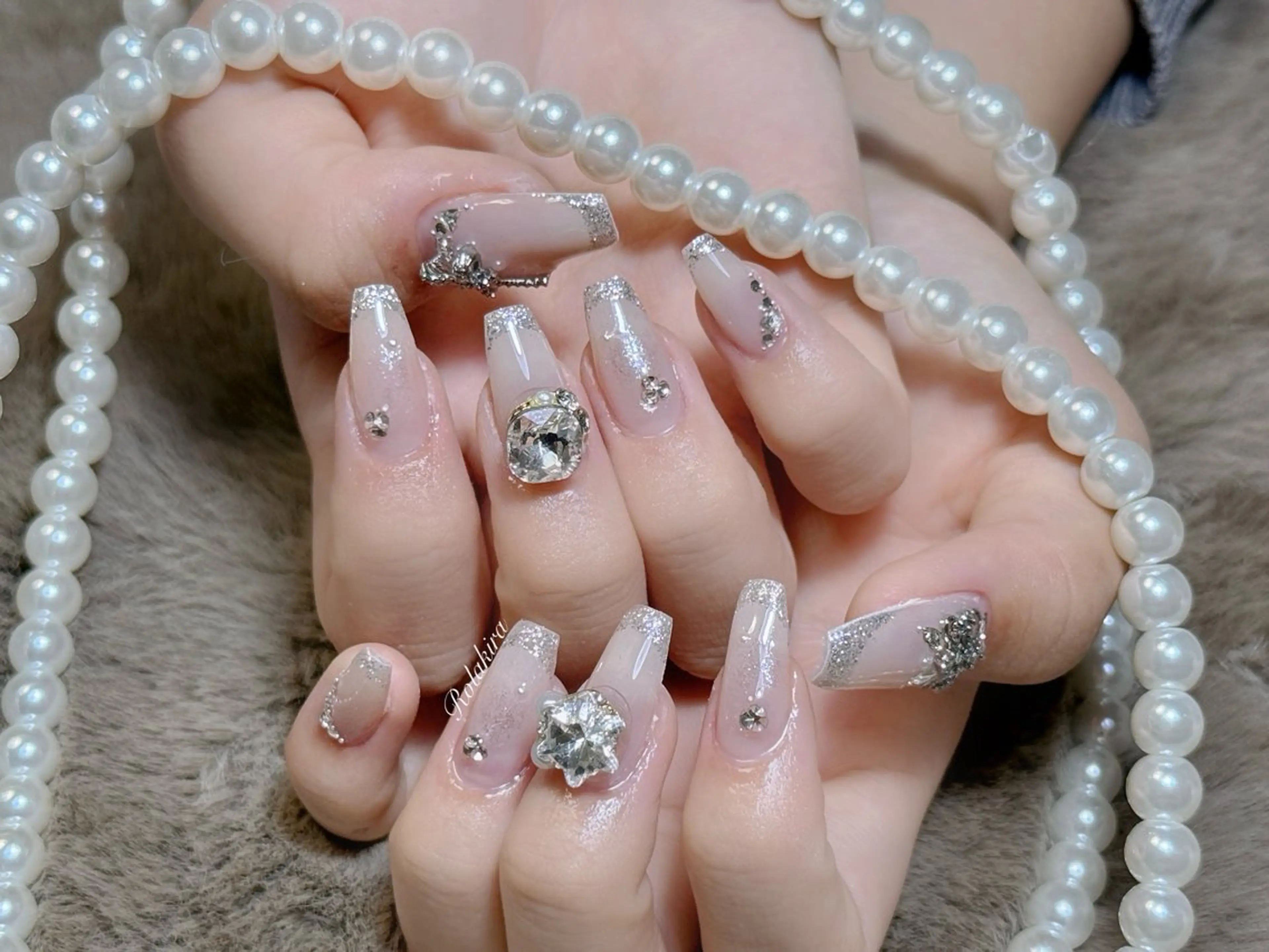 ネイル チークネイル 長さ出し フレンチネイル ジェルネイル 韓国ネイル ハンドネイル Rola kira nail salon所属・Rola kira 麗のネイルデザイン