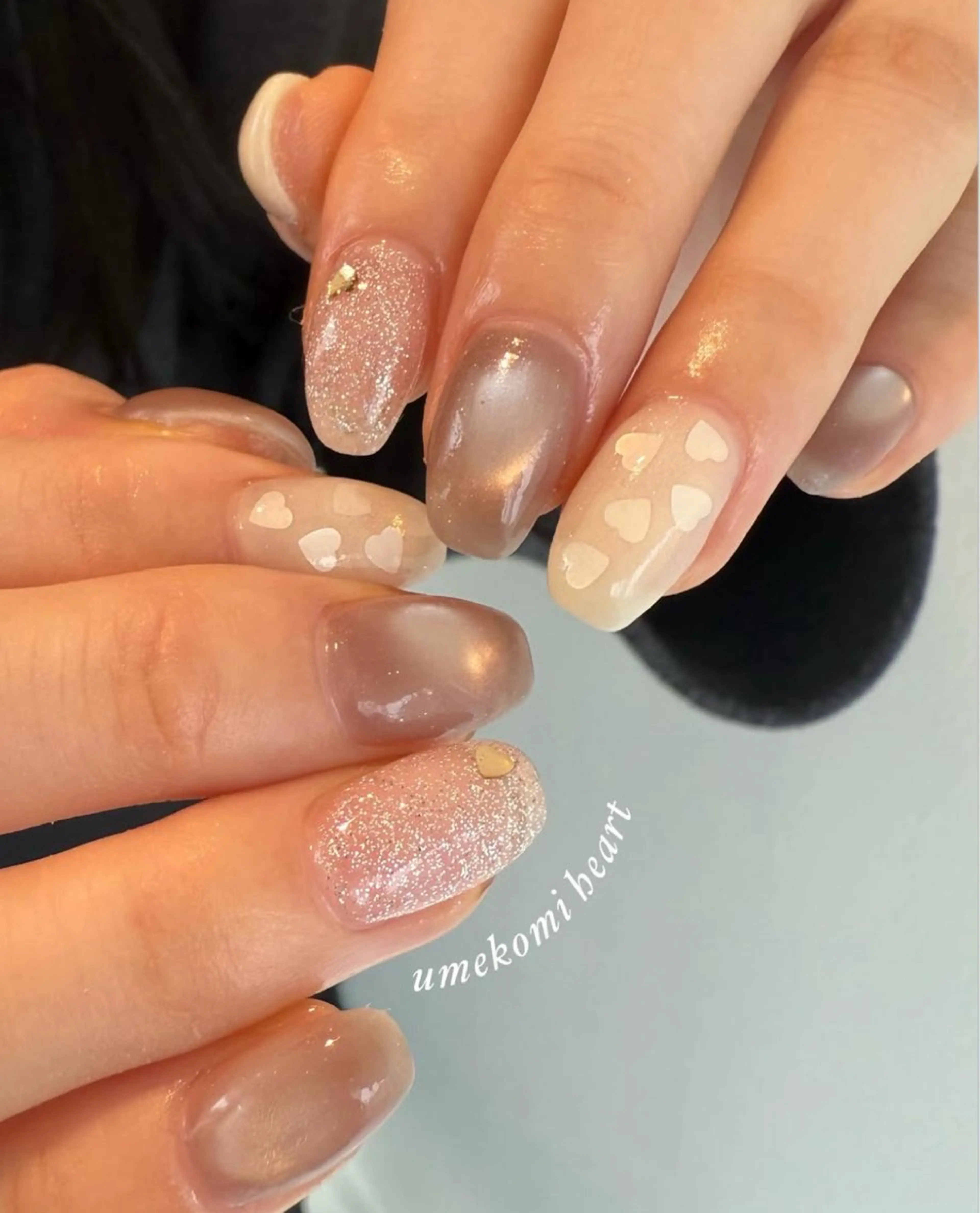 ネイル フラッシュネイル ハート キラキラネイル 韓国ネイル マグネットネイル pétit所属・pétit hiyoriのネイルデザイン