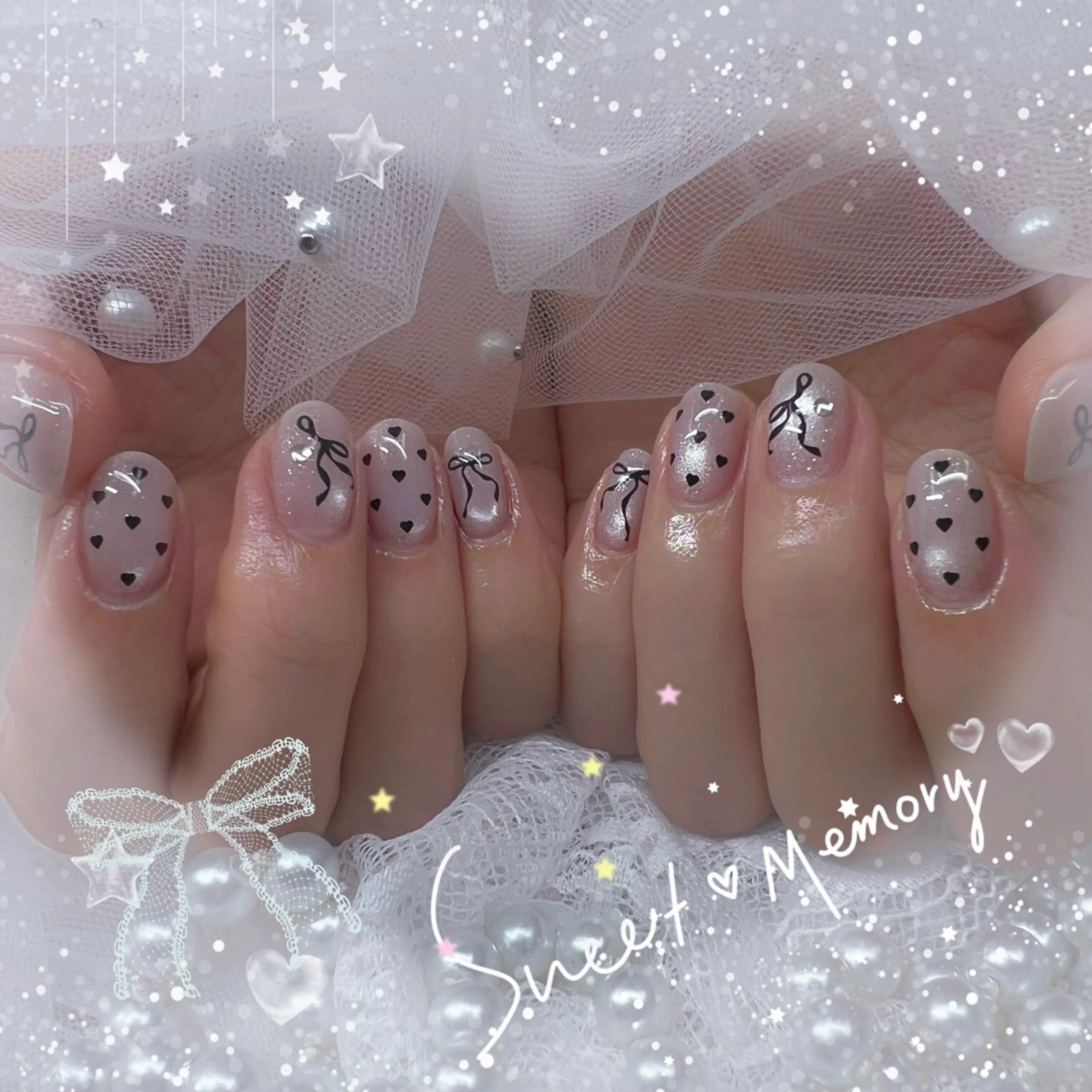ネイル チークネイル フレンチネイル ガーリー ガラスフレンチ グラデーション ハンドネイル Chill Nailsalonのネイルデザイン