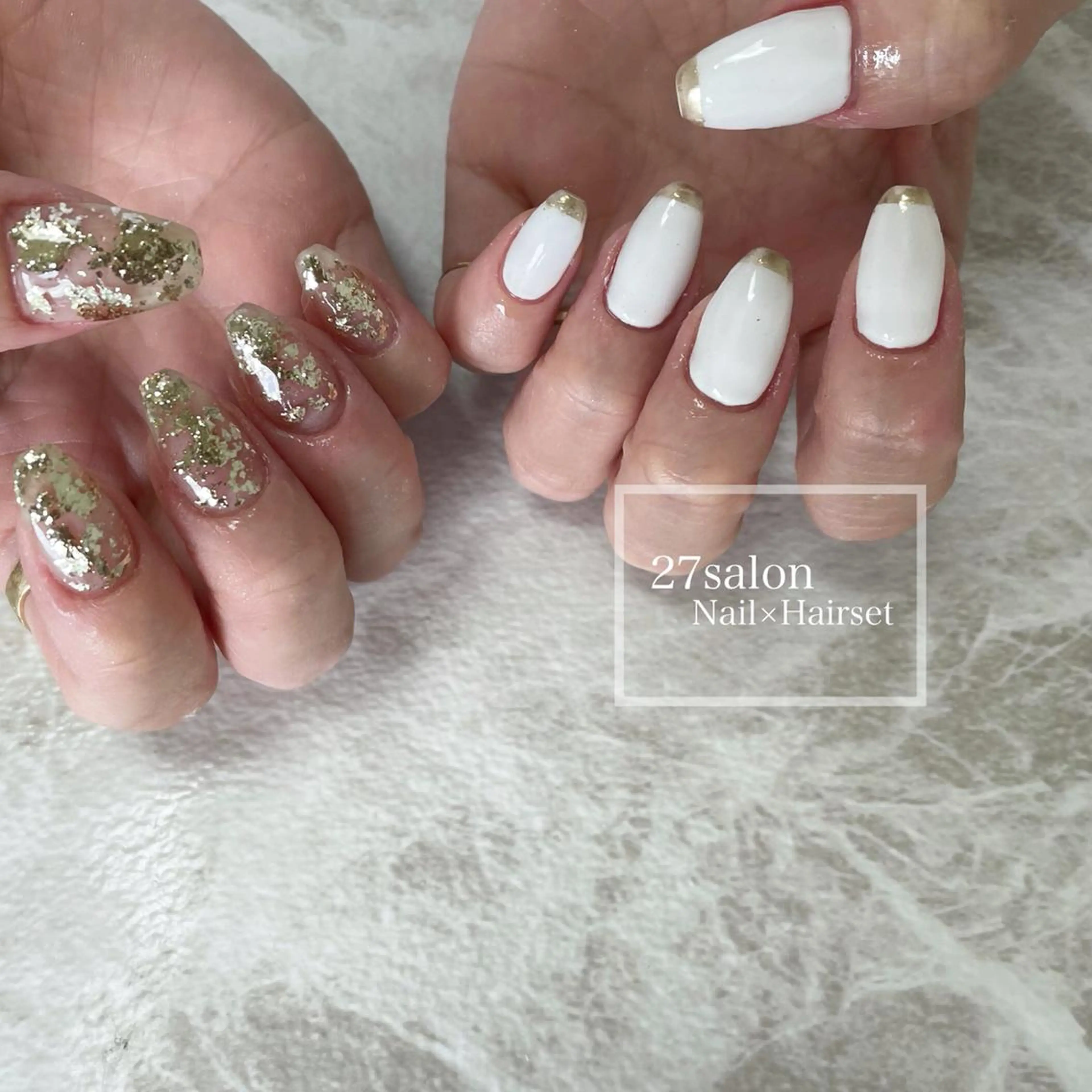 ネイル フレンチネイル ミラーネイル 27salon yuinaのネイルデザイン