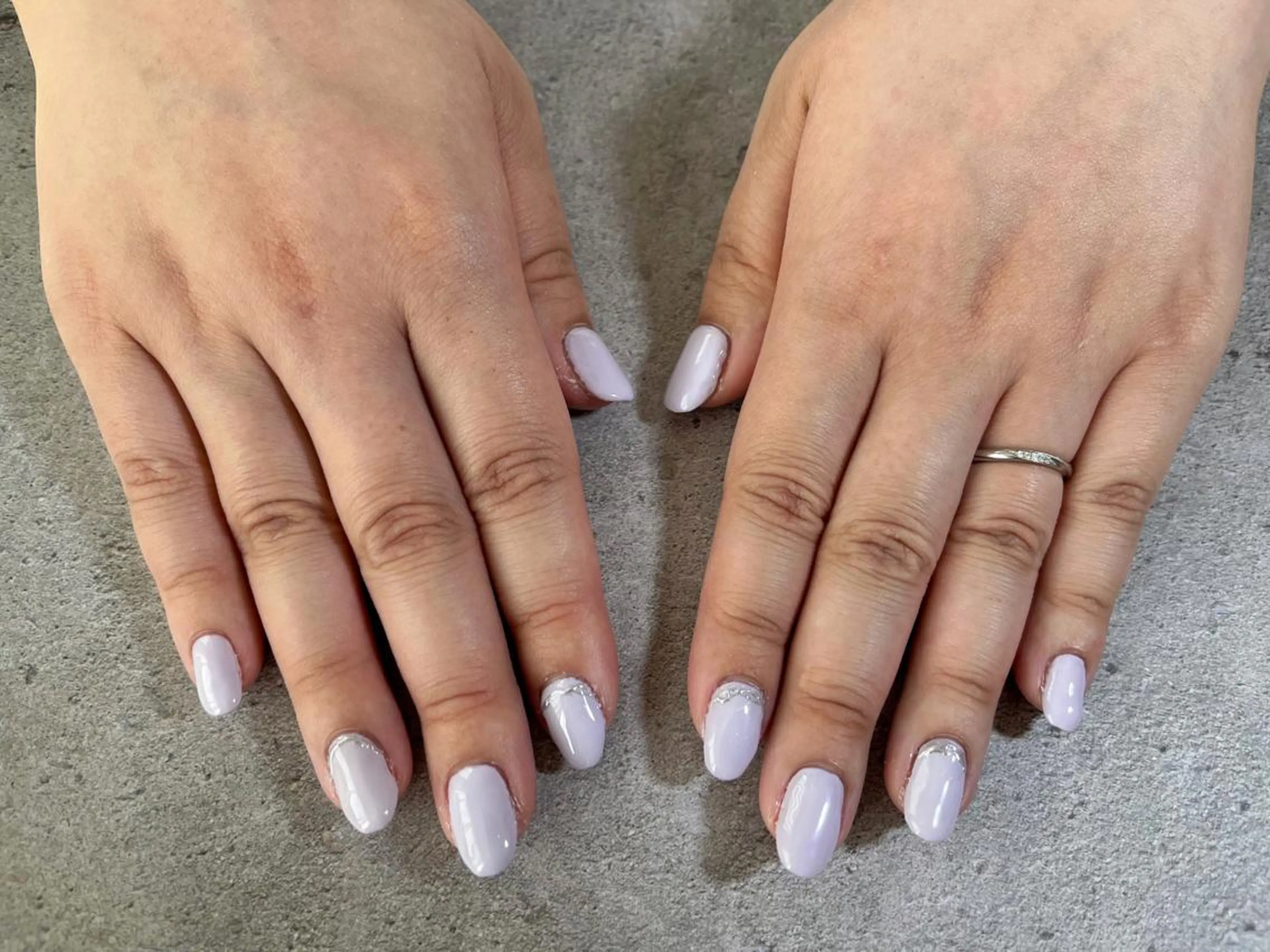 ネイル パステルネイル パープル ハンドネイル ビューティーサロン プチフルールのネイルデザイン