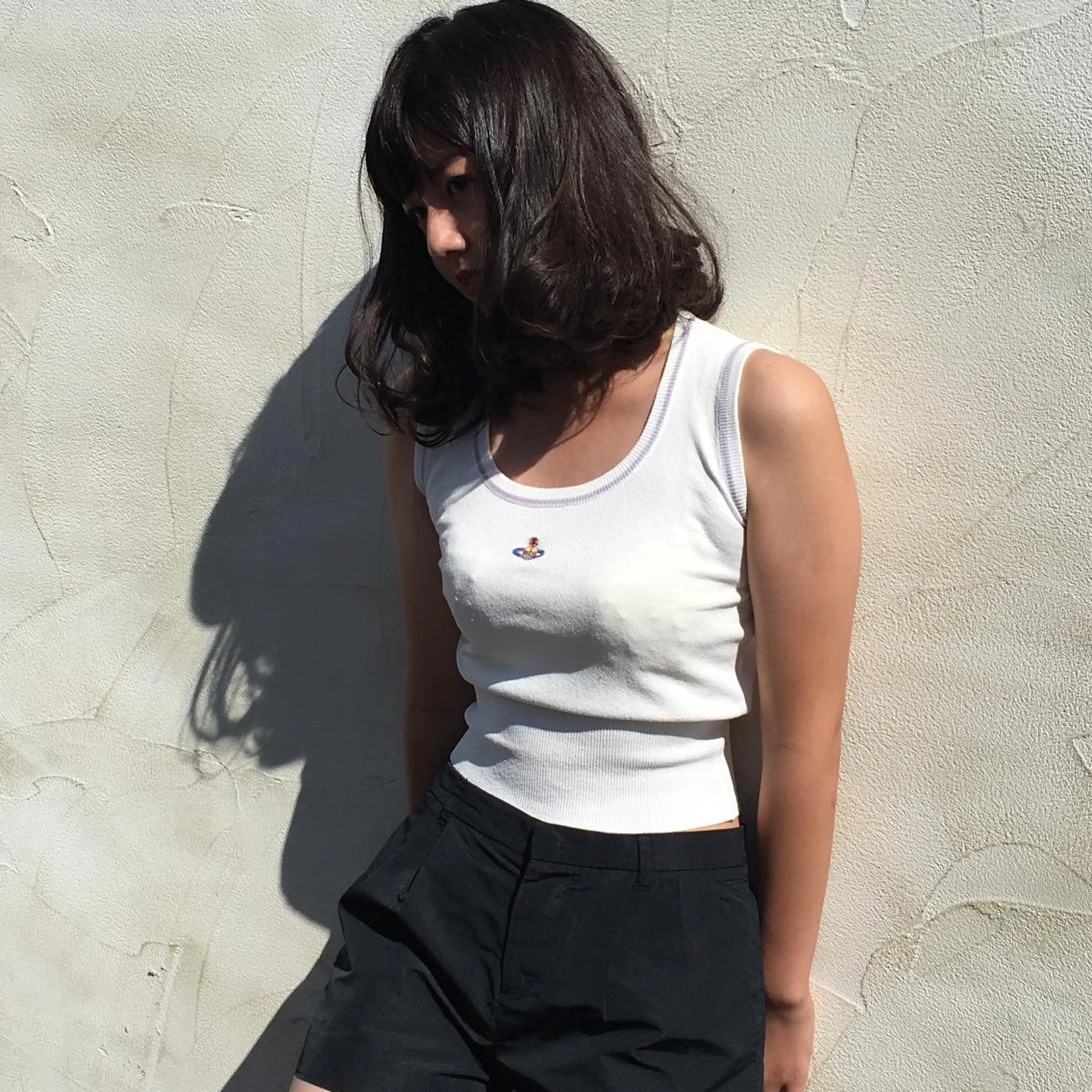 ミディアム パーマ 福島 純子のヘアスタイル