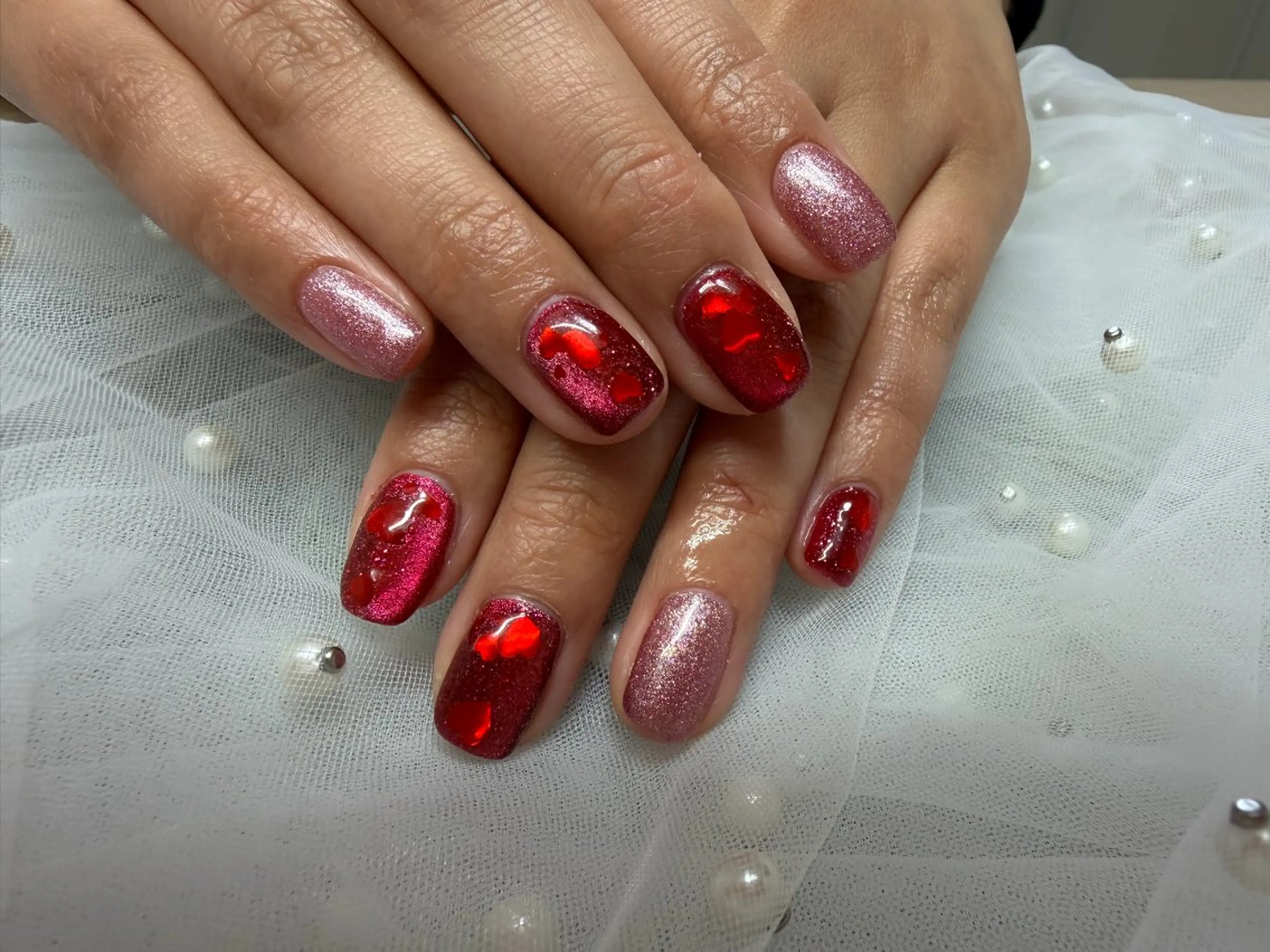 ネイル フラッシュネイル フラッシュマグ ハート バレンタイン NailSalon EXVIAのネイルデザイン