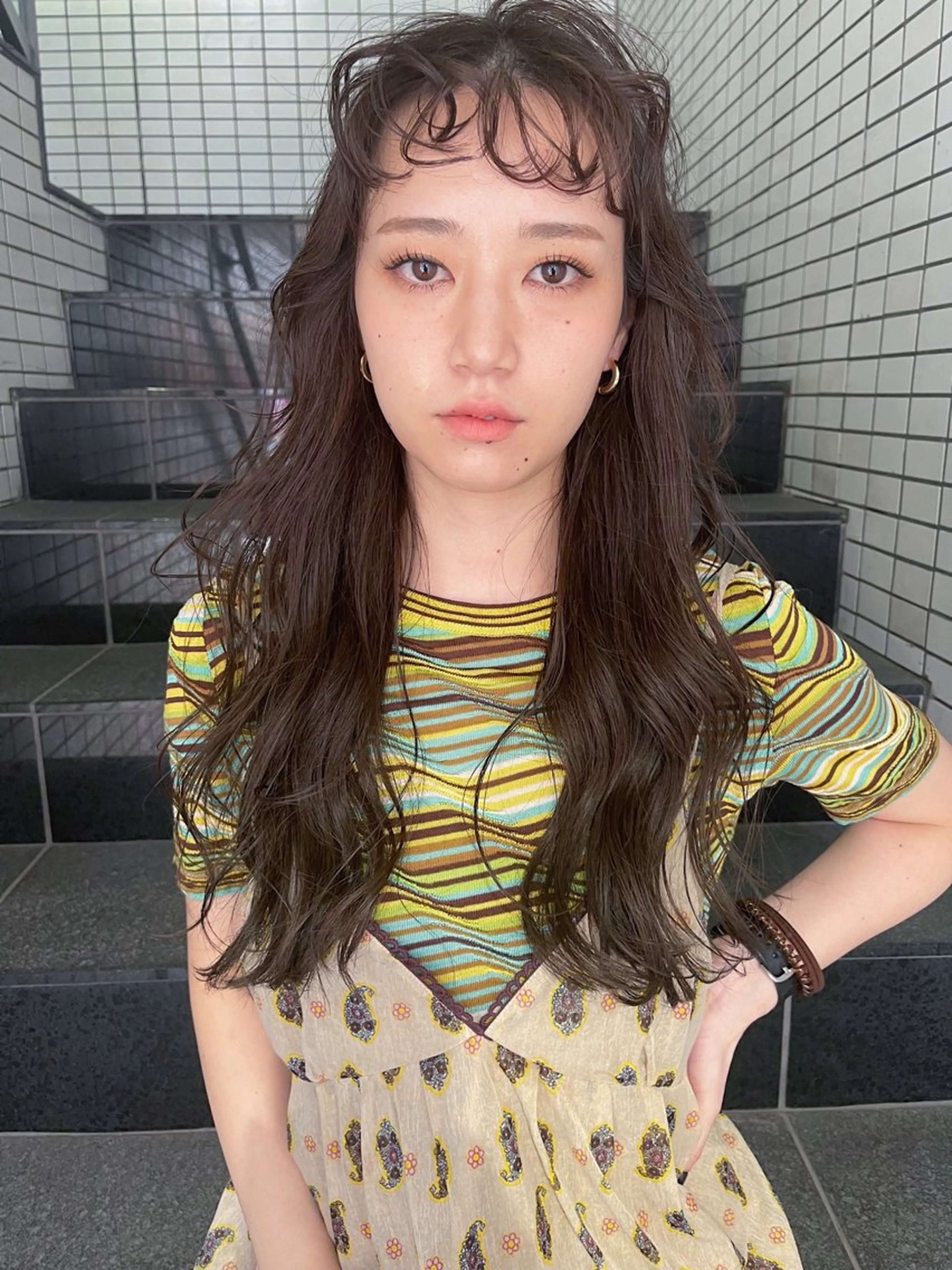 ロング カラー ロング カット ヘアカラー トリートメント AiM 大名　似合わせカットのヘアスタイル