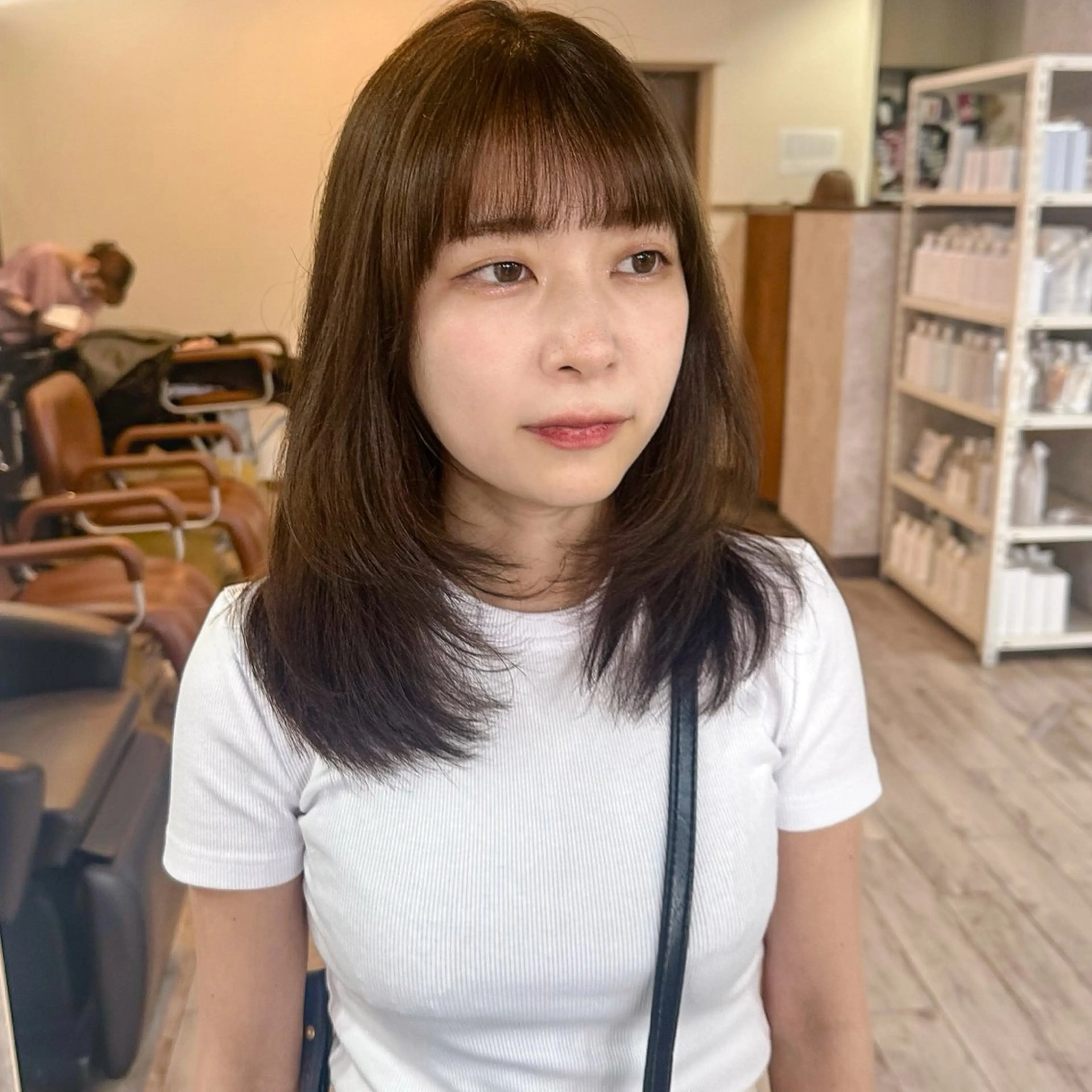 セミロング カラー レイヤーカット カット ヘアカラー 高橋 みく/ minim 暖色のヘアスタイル