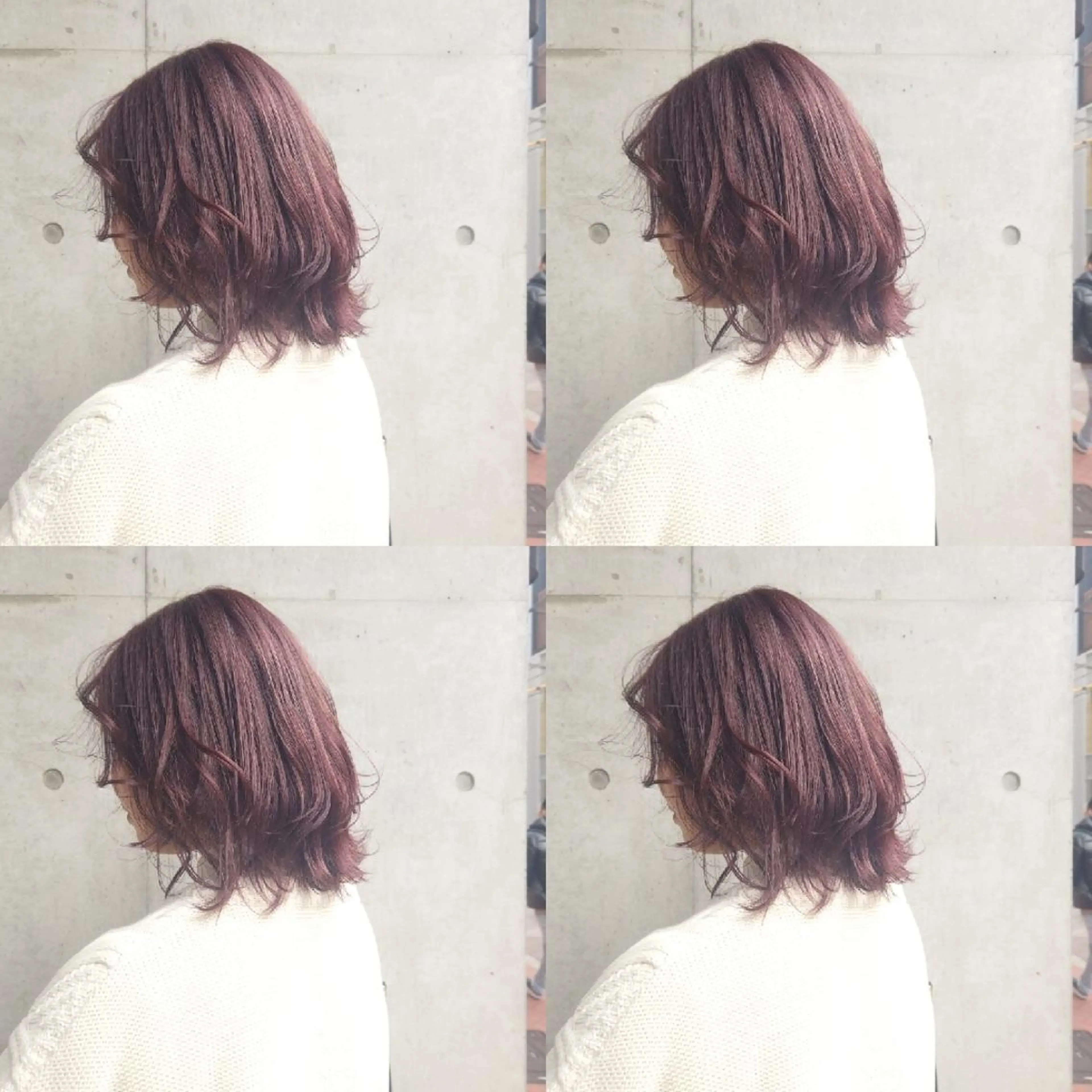 セミロング カラー ヘアアレンジ ピンクカラー バイオレットカラー カット トリートメント 竹内啓太 ボブのヘアスタイル