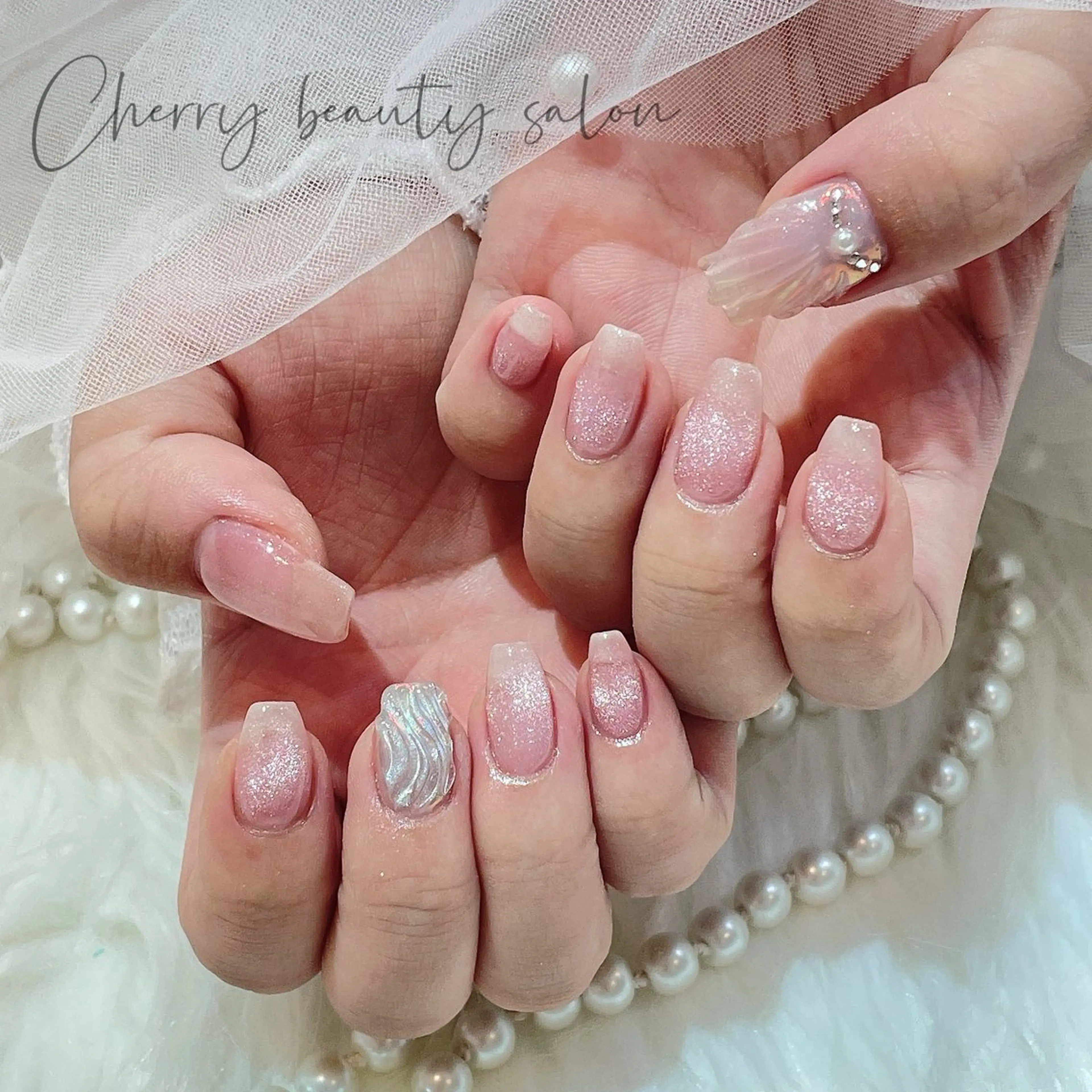 ネイル アートネイル フットネイル ジェルネイル キラキラネイル 韓国ネイル SAKURA 🍒のネイルデザイン